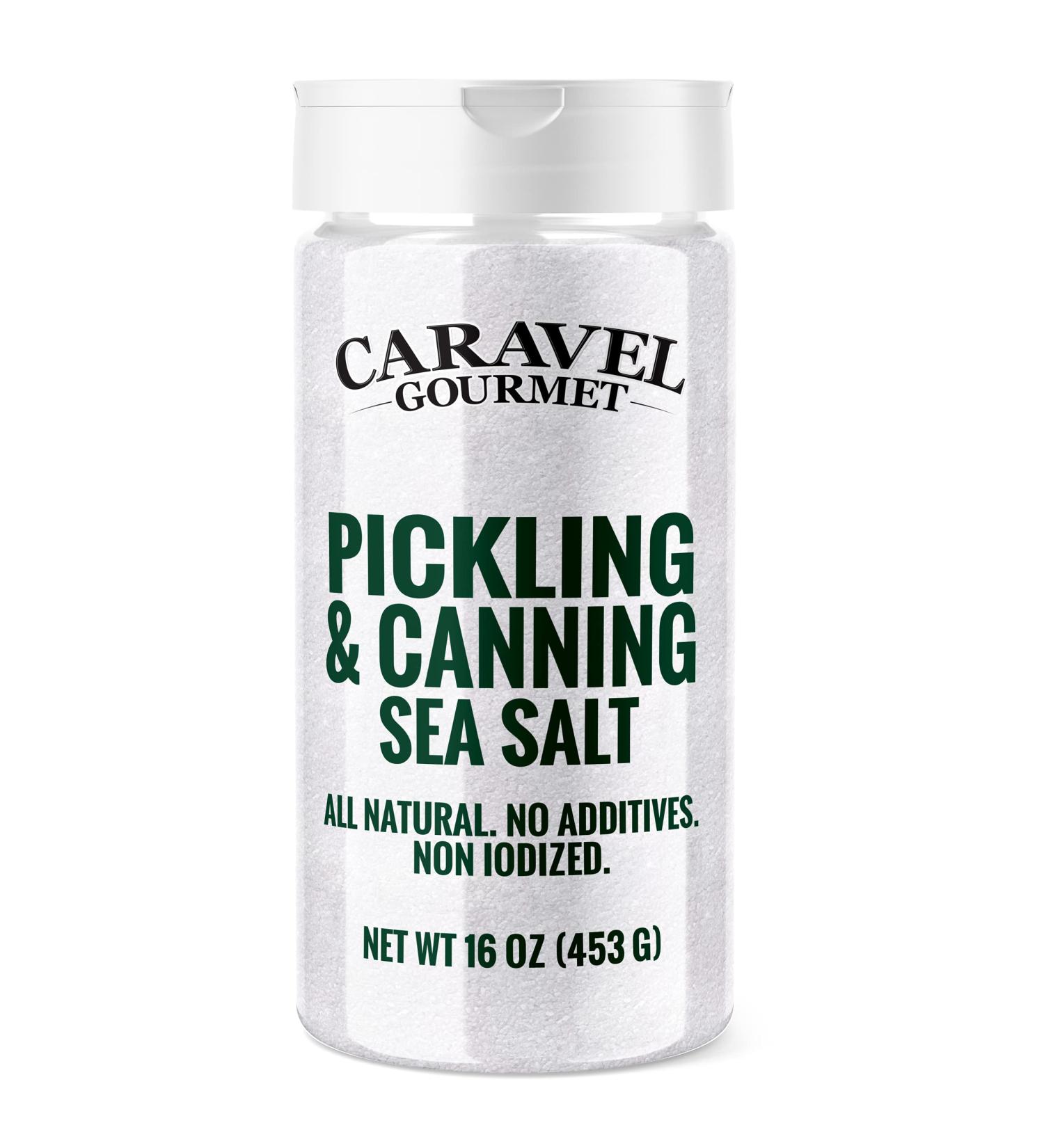 Caravel Gourmet Pickling & Canning Sea Salt - Fine Grain Salt for Home Curing - Non-Iodized  Gluten Free  No Additives  No Bleaching - Kosher Canning Kit Essential for Homemade Brine - (1lb Shaker) Pickling & Canning 1 Pou - Buy Online on SooperMarket.com