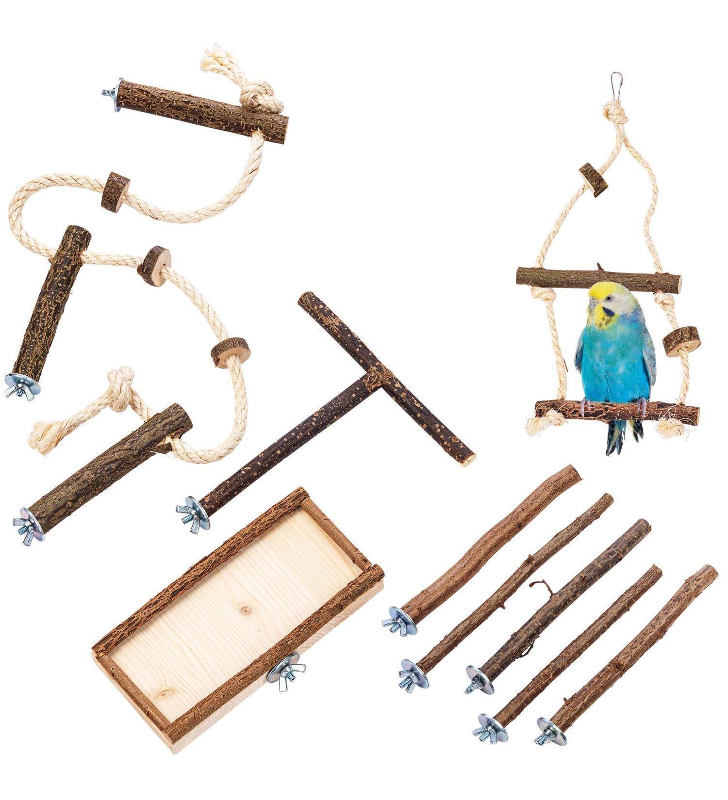 9-Piece Bird Cage Accessory Set for Budgies & Small Birds | Ideal for Species-Appropriate Care - Buy Online on SooperMarket.com