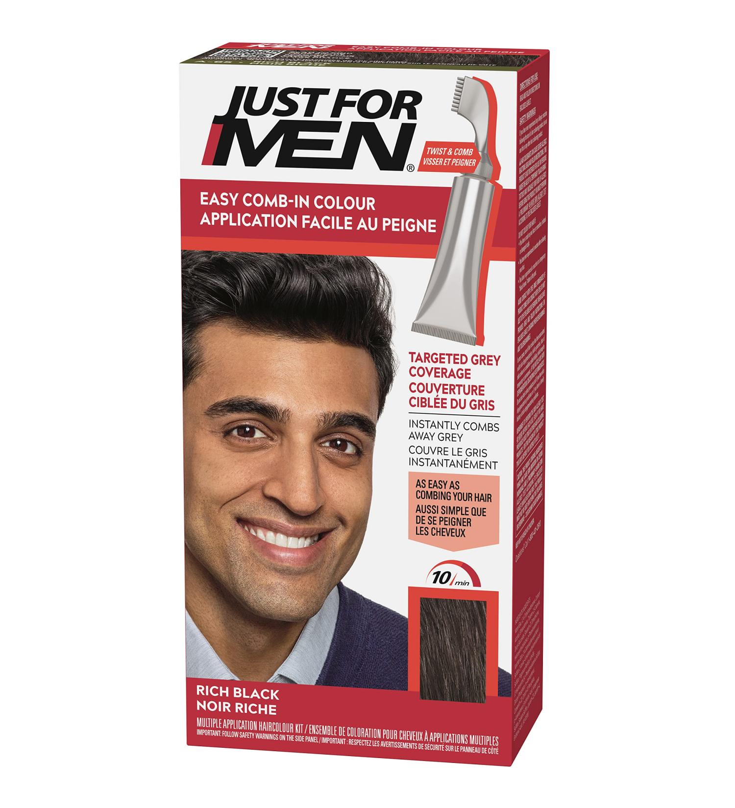 Just For Men Easy Comb-In Color Hair Dye - Rich Black A-65 | One Step Application with Comb Applicator - Buy Online on SooperMarket.com