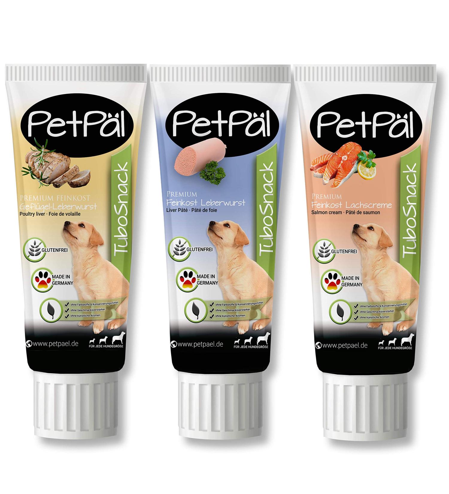 Petp l Dog Tubes Trial Set - Grain-Free Healthy Treats for Puppies - 3x75g Premium Poultry Salmon Snacks Made in Germany - Buy Online on SooperMarket.com