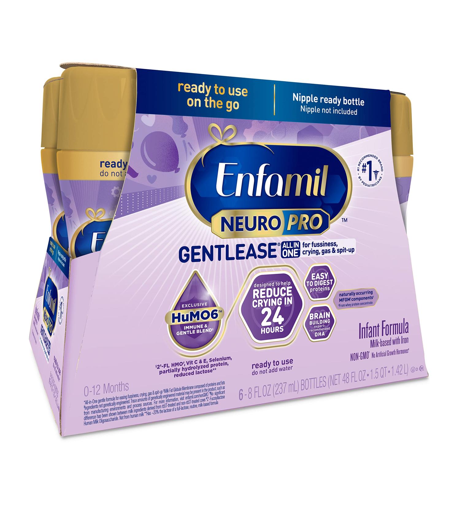 Enfamil NeuroPro Gentlease Baby Formula - 6 Count, 8 Fl Oz Bottles | DHA, Clinically Proven for Fussiness & Gas - Buy Online on SooperMarket.com