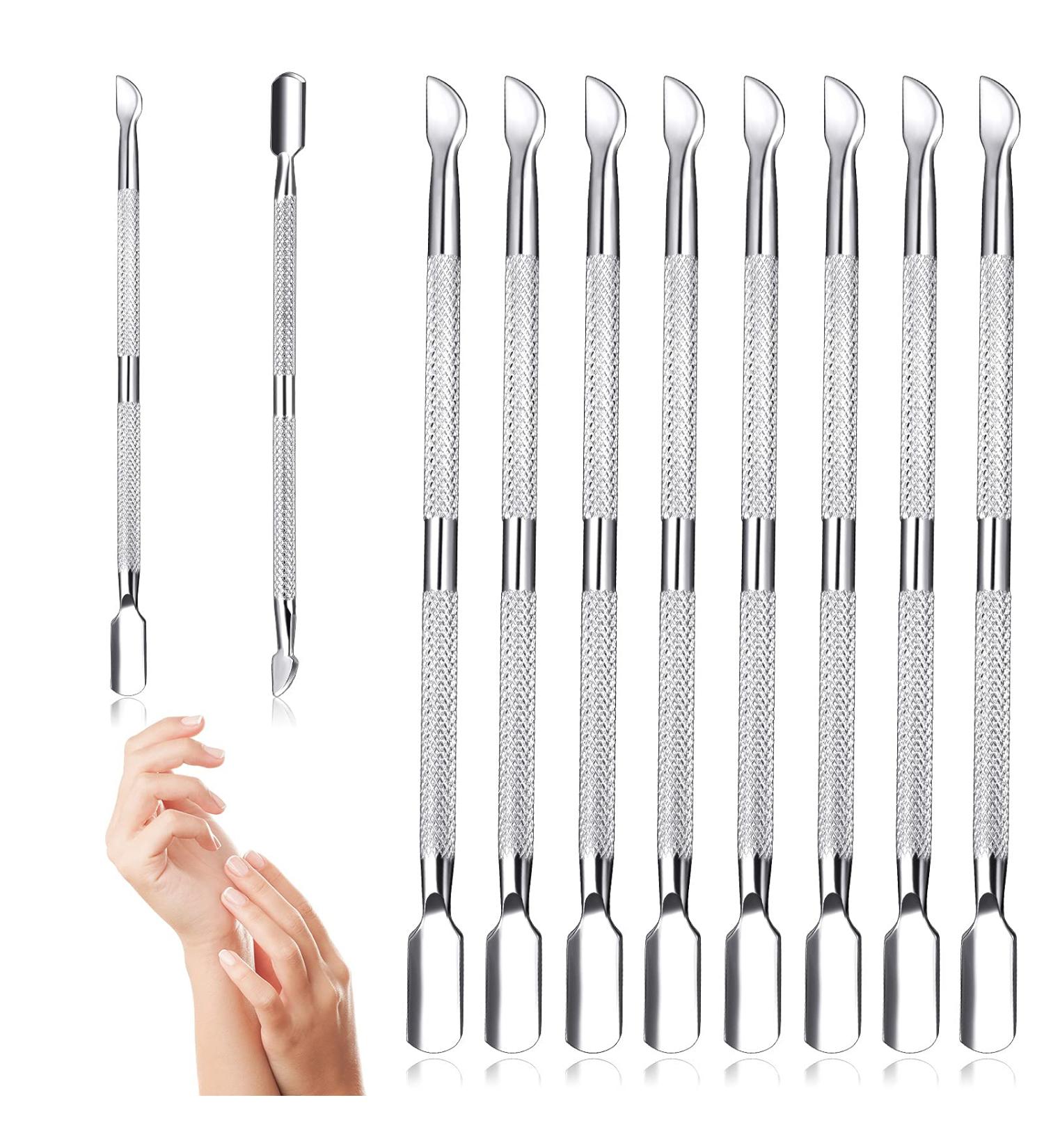 Stainless Steel Nail Cuticle Pusher & Cutter Set - 8 Pieces | Manicure & Pedicure Tool Kit for Fingernail and Toenail Art - Silver - Buy Online on SooperMarket.com