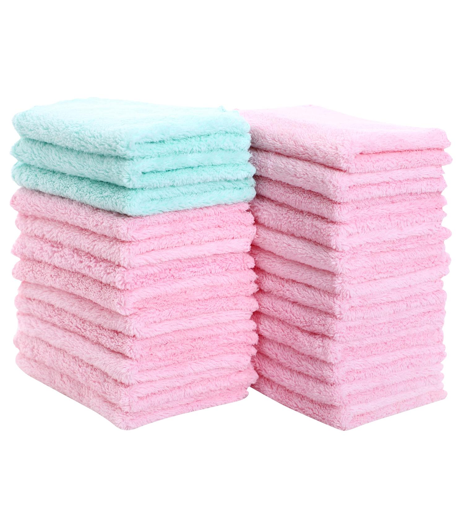 24 Count Premium Soft Makeup Remover Cloths - Microfiber Facial Washcloths - Fast Drying & Highly Absorbent Towel - Pink-Blue 7x9 Inch (Pack of 24) - Buy Online on SooperMarket.com
