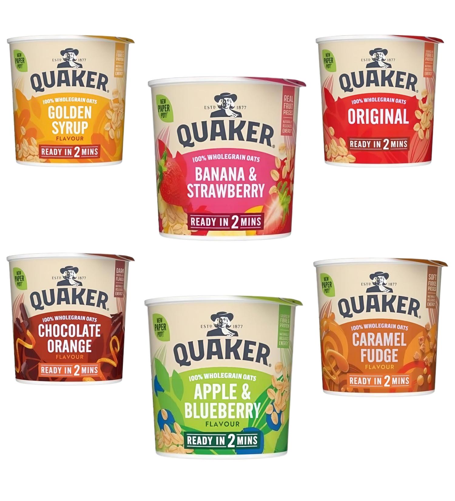 Quaker Oats Pick N Mix - Choose From 6 Flavours |Banana & Strawberry Apple & Blueberry Golden Syrup Original Porridge Oat Chocolate Orange Oat Caramel Fudge - Pack of 2 59.00 g (Pack of 2) - Buy Online on SooperMarket.com
