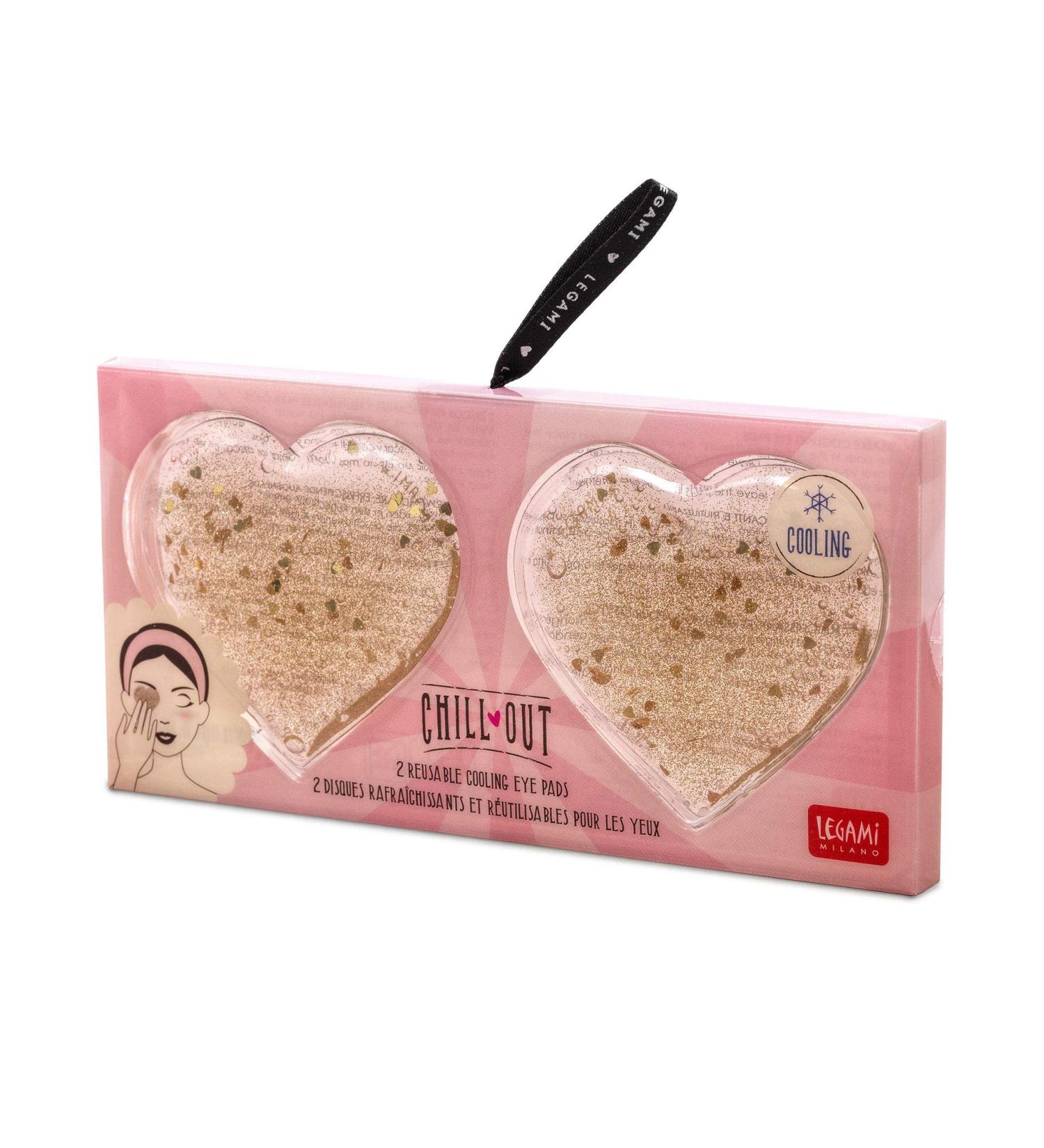 Legami - Chill Out - refreshing and reusable eye pads heart 2 pieces (1 pack)