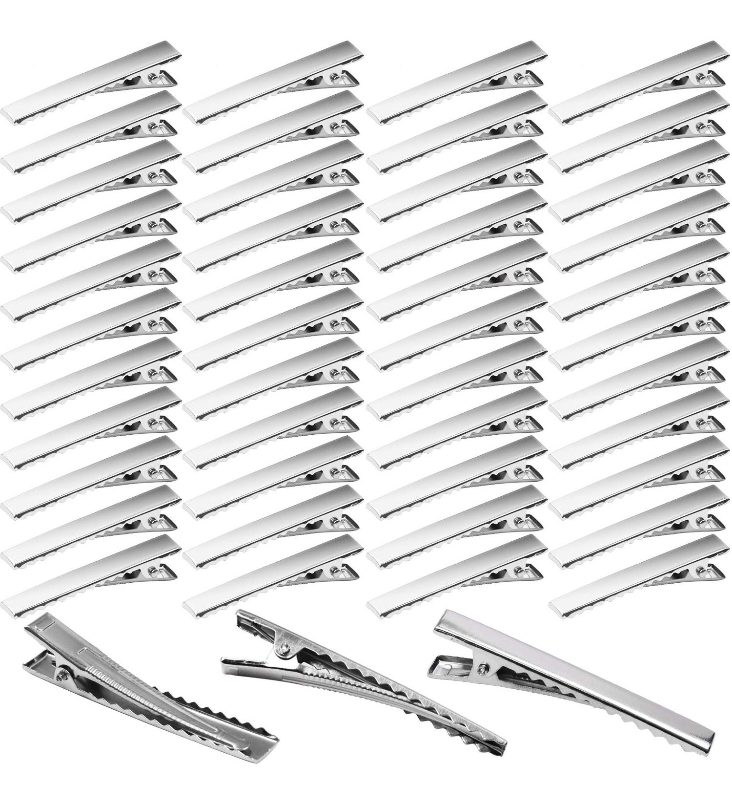Elcoho 200-Piece Single Prong Curl Clips - Silver Alligator Section Clips for Women & Girls - 4.5cm/1.75 Inch - Hairbow Accessory - Buy Online on SooperMarket.com