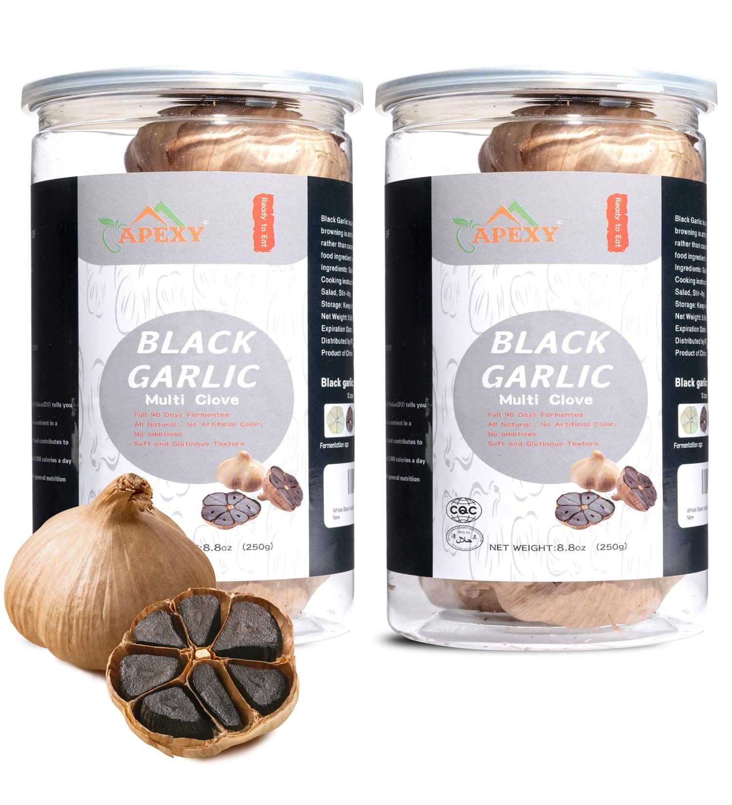 Organic Black Garlic Multi Clove 90 Days Fermented | No Additives | High Antioxidants | HALAL Certified | 8.5oz x 2 Pack | APEXY - Buy Online on SooperMarket.com