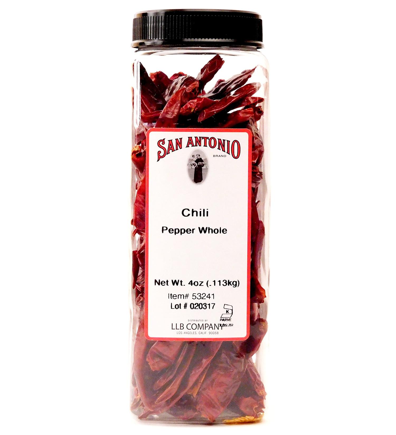 San Antonio Premium Dried Whole Red Chili Peppers Chile Pods, 4-Ounce