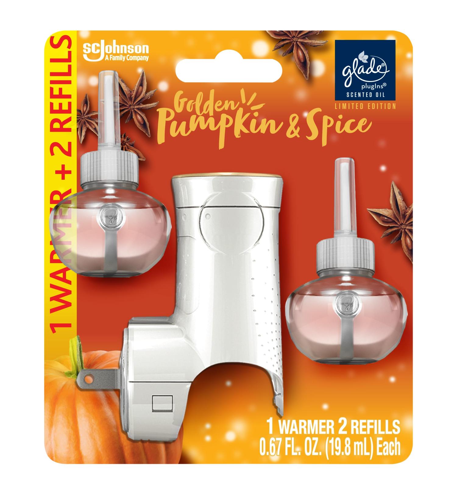 Buy Glade PlugIns Refills Air Freshener Starter Kit - Limited Edition Golden Pumpkin & Spice - Essential Oils for Home & Bathroom - International Shipping Available - Buy Online on SooperMarket.com