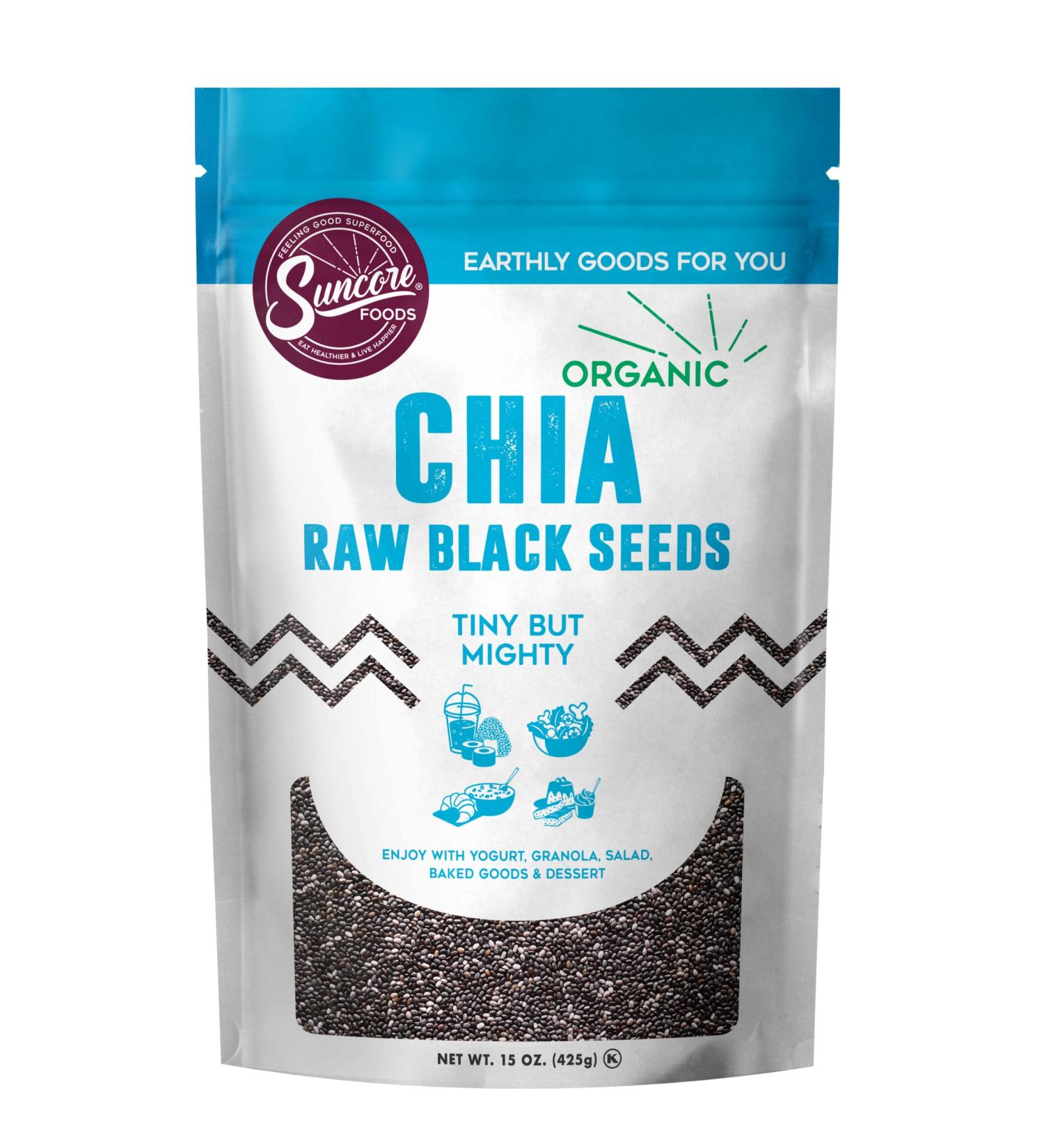 Suncore Foods Organic Raw Black Chia Seeds  Gluten-Free  Non-GMO  Kosher  15oz (1 Pack) - Buy Online on SooperMarket.com
