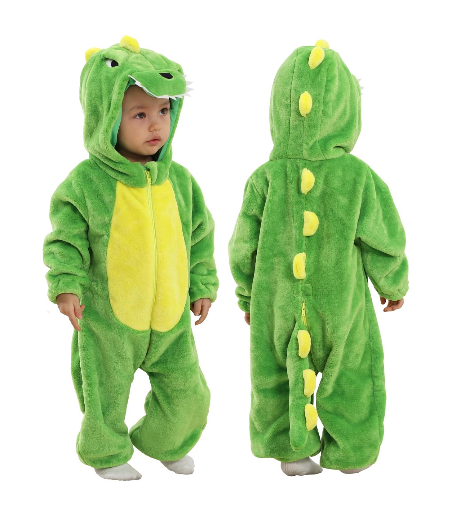 Doladola Unisex Baby Boys Girls Flannel Green Dinosaur Romper Jumpsuit 6-12 Months - Buy Online on SooperMarket.com
