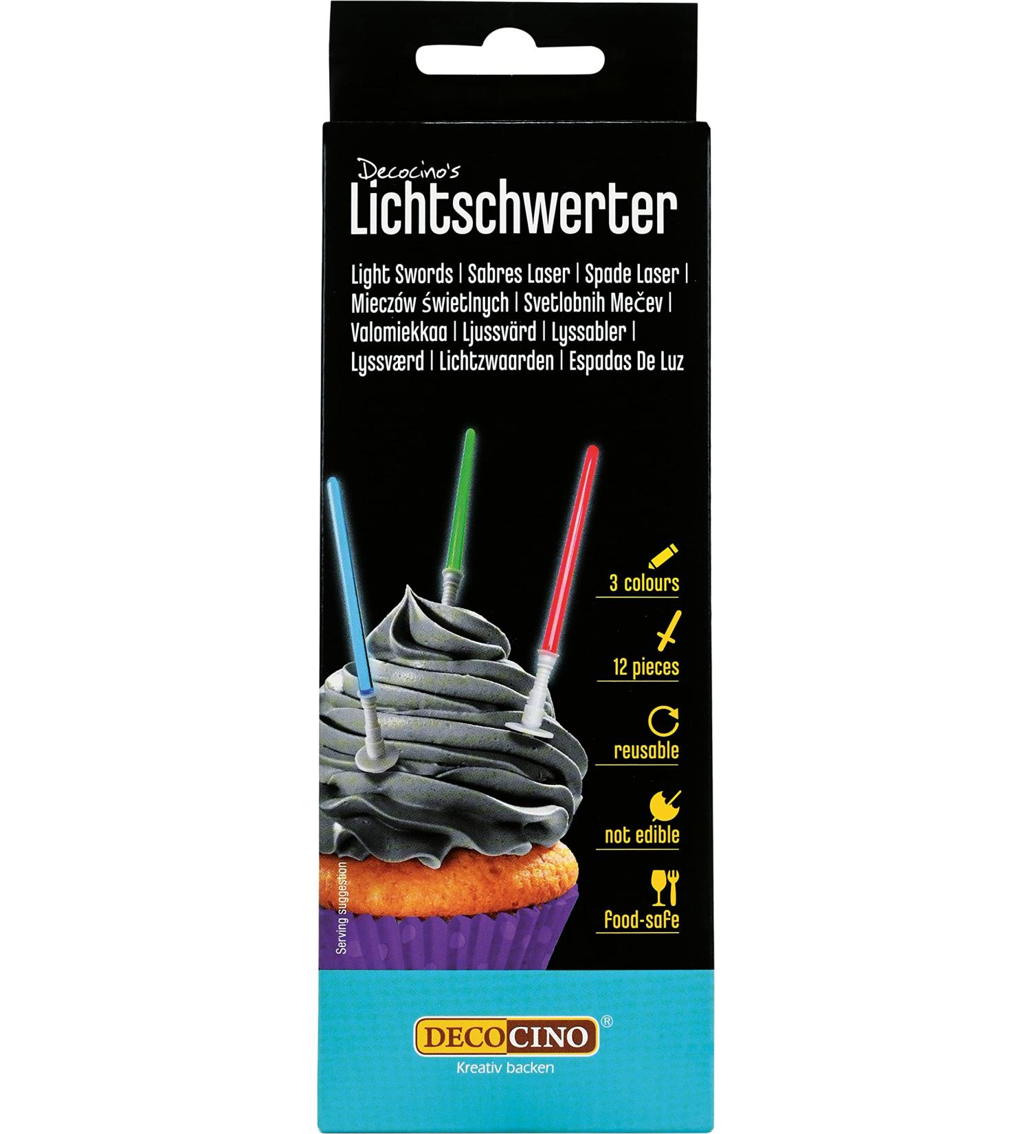 Decocino Lightsyvers 12 Pcs - Reusable Muffin Toppers in Red Blue & Green for Cupcakes Cakes & Tarts - Perfect for Decorating - International Shipping Available - Buy Online on SooperMarket.com
