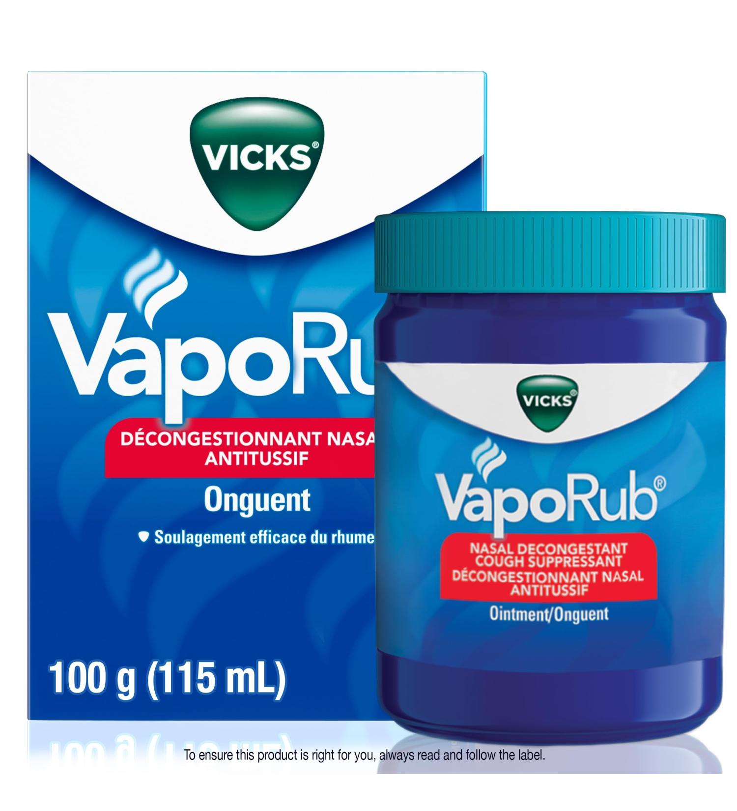 Vicks VapoRub Nasal Decongestant Cough Suppressant Relief from Cold Aches & Pains Chest Rub Ointment Original Scent 100 g/115 mL 115 mL Original - Buy Online on SooperMarket.com