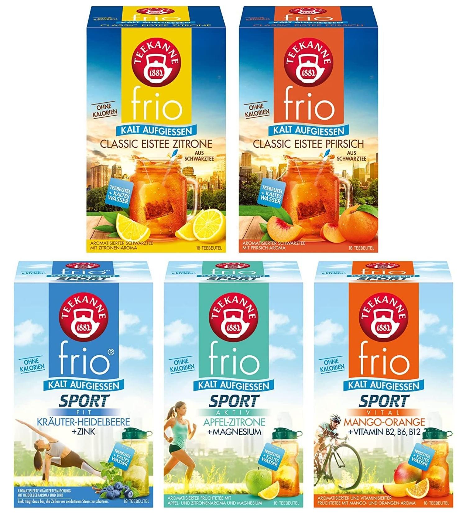 Teapot Frio iced tea and sports tea |5 pack including the new variety of blueberry herbs + zinc |Sugar -free enjoyment |Full of taste | without sugar |Low in calories (5 x 45 g)