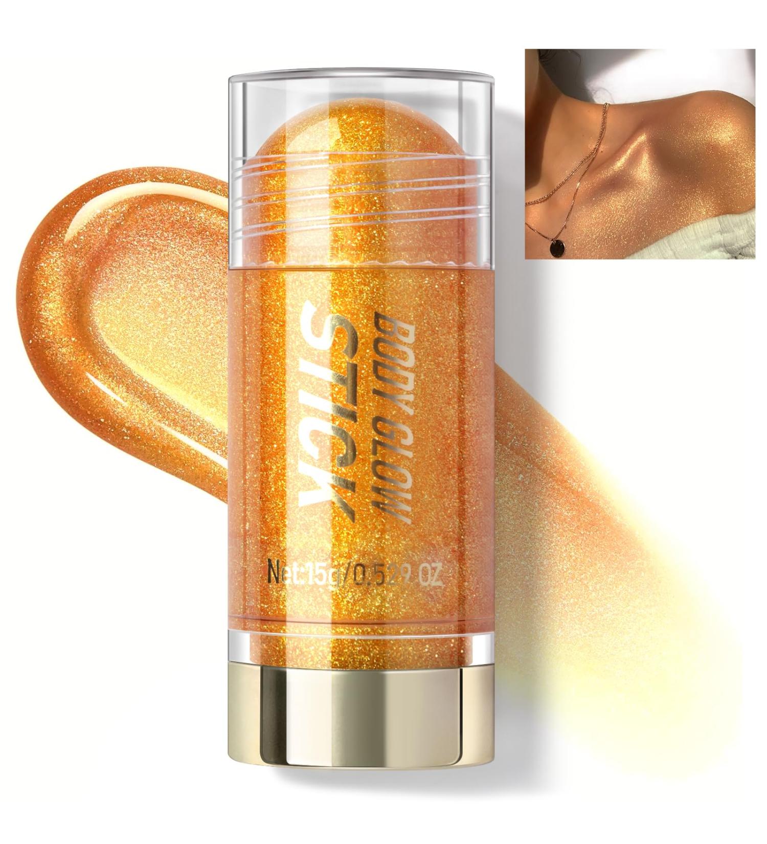Body Glitter Shimmer Stick - Moisturizing Highlighter for Eye Lip & Face | Long Lasting Gold Illuminator for Concerts & Festivals - Buy Online on SooperMarket.com