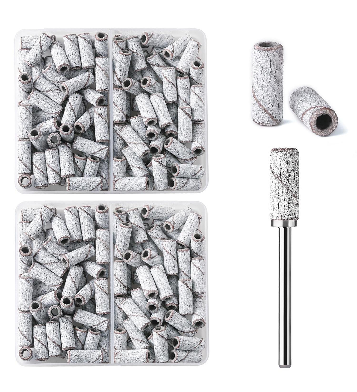 Small Sanding Bands for Nail Drill - 160 Pcs Set with 3.1mm Mandrel Bit - Perfect for Acrylic Nails & Gel Manicures | High-Quality 180# Zebra Nail File Bits - Buy Online on SooperMarket.com