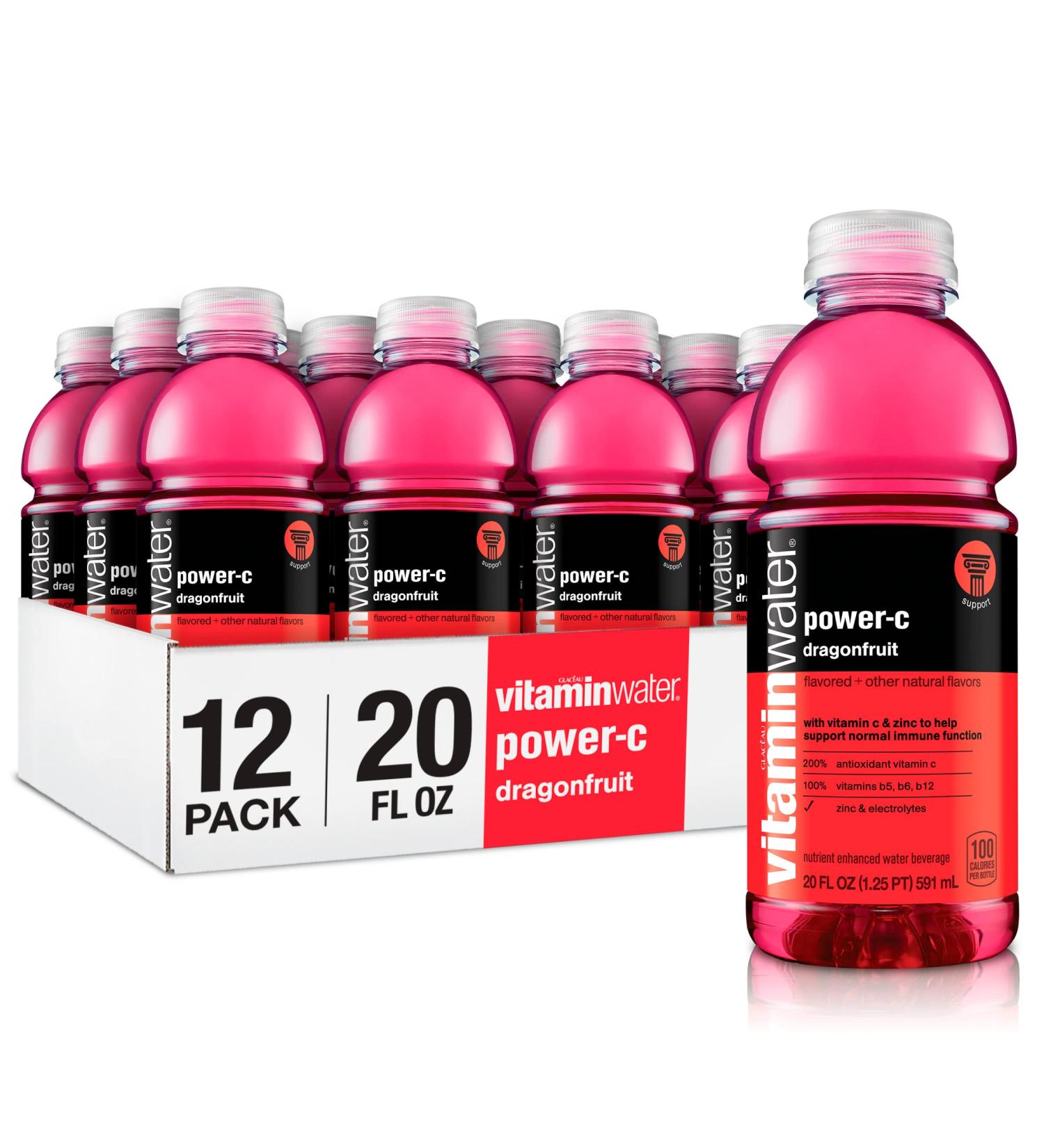 Buy Vitaminwater Power-C Dragonfruit - Electrolyte Enhanced Drink 20 Fl Oz (12 Pack) | International Shipping Available - Buy Online on SooperMarket.com