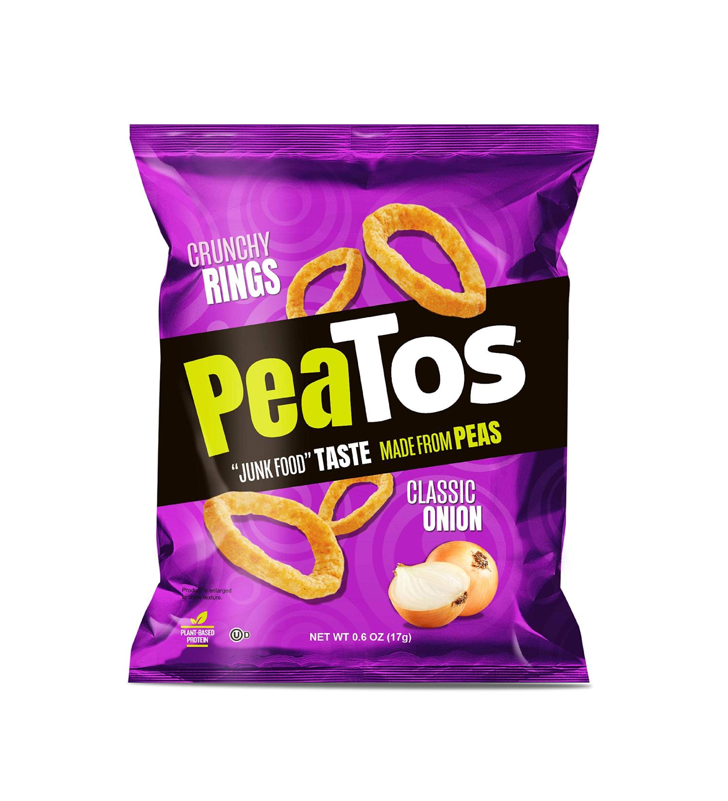 PeaTos Classic Onion Crunchy Rings - 15 Count Snack | 4g Protein & 3g Fiber | Healthy Junk Food Taste - Buy Online on SooperMarket.com