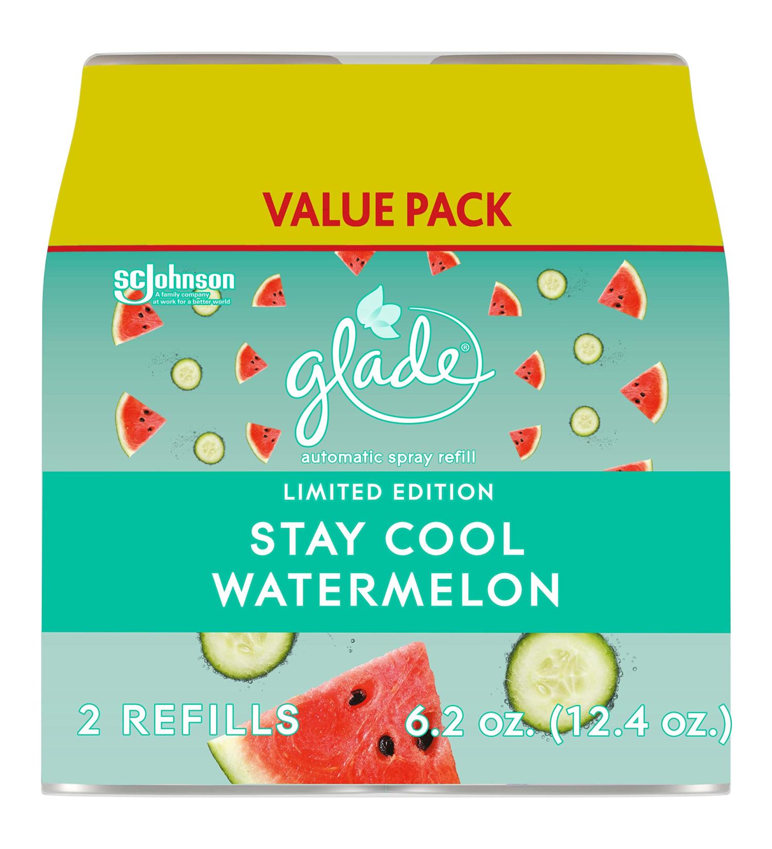 Glade Stay Cool Watermelon Air Freshener Refill 6.2 Oz 2-Pack - For Home & Bathroom - Buy Online on SooperMarket.com