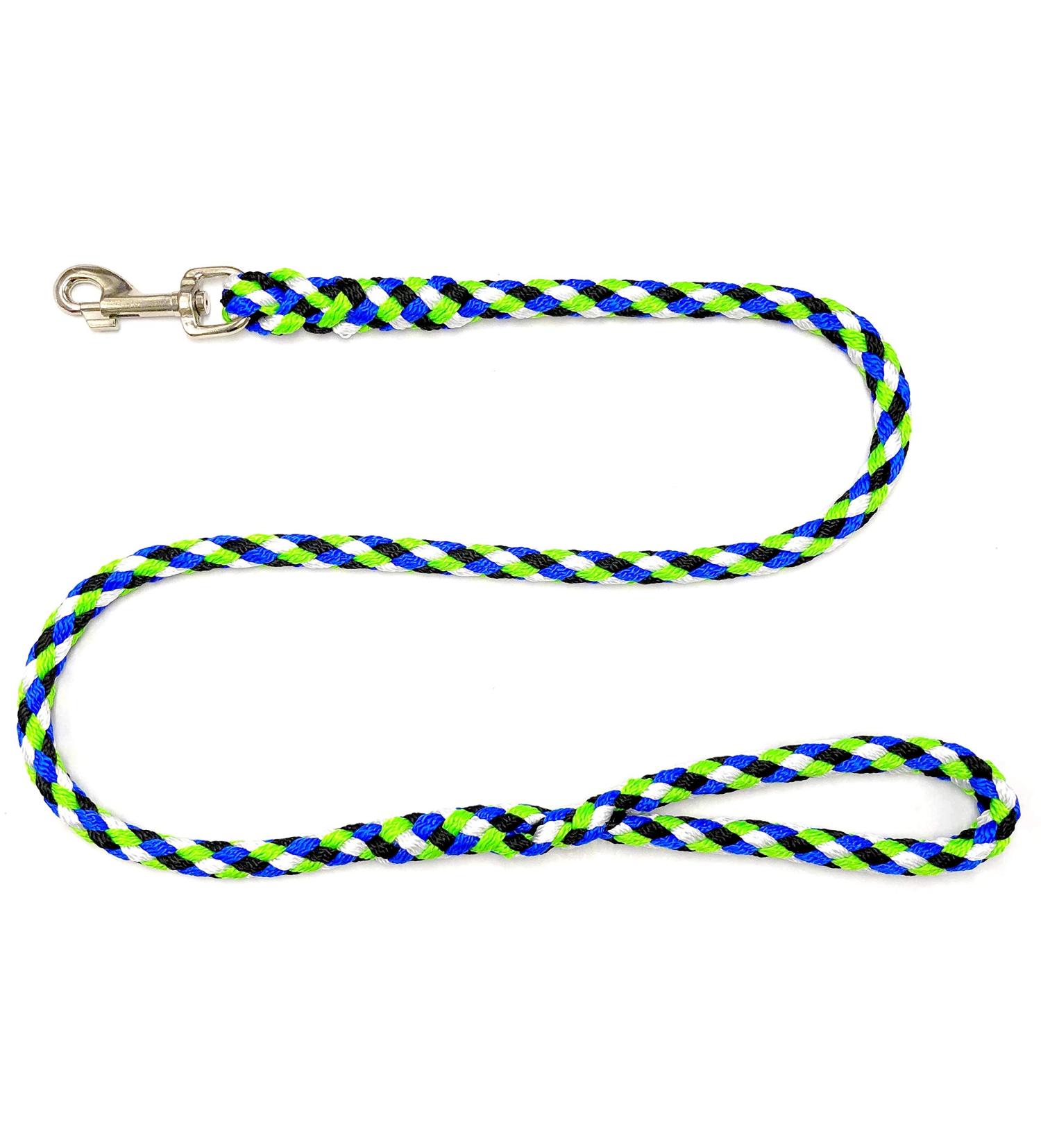 Dog leash large dogs jumbo with hand loop up to 80 kg / guide leash / training line / training line very stable 17 colors (1.30m seattle (black and blue and white green)) 1.30 m Seattle (black and blue and white green)