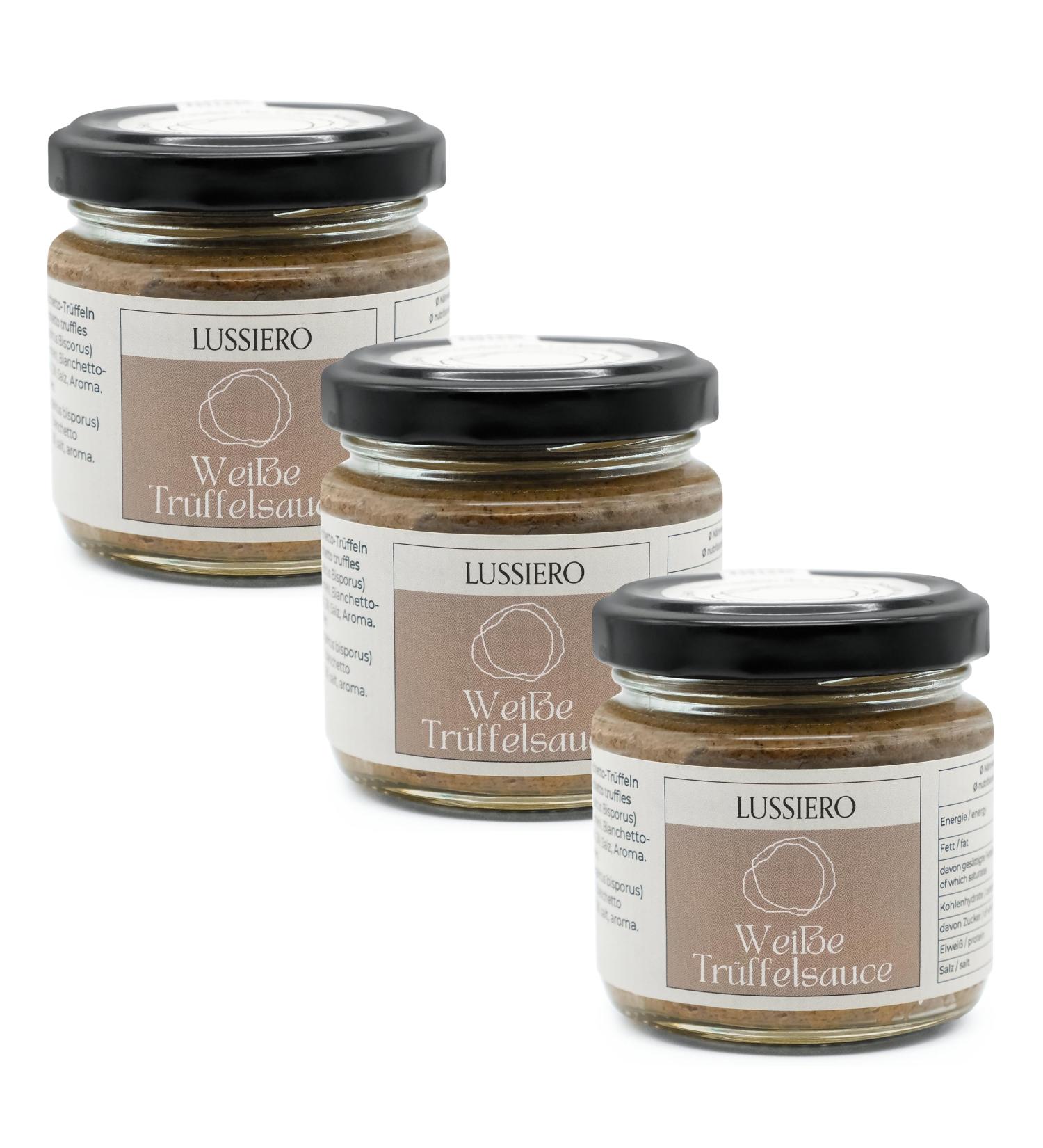Buy Pack of 3 Lussiero White Bianchetto Truffle Sauce - Authentic Tuber Borchii - 80g | International Shipping Available - Buy Online on SooperMarket.com