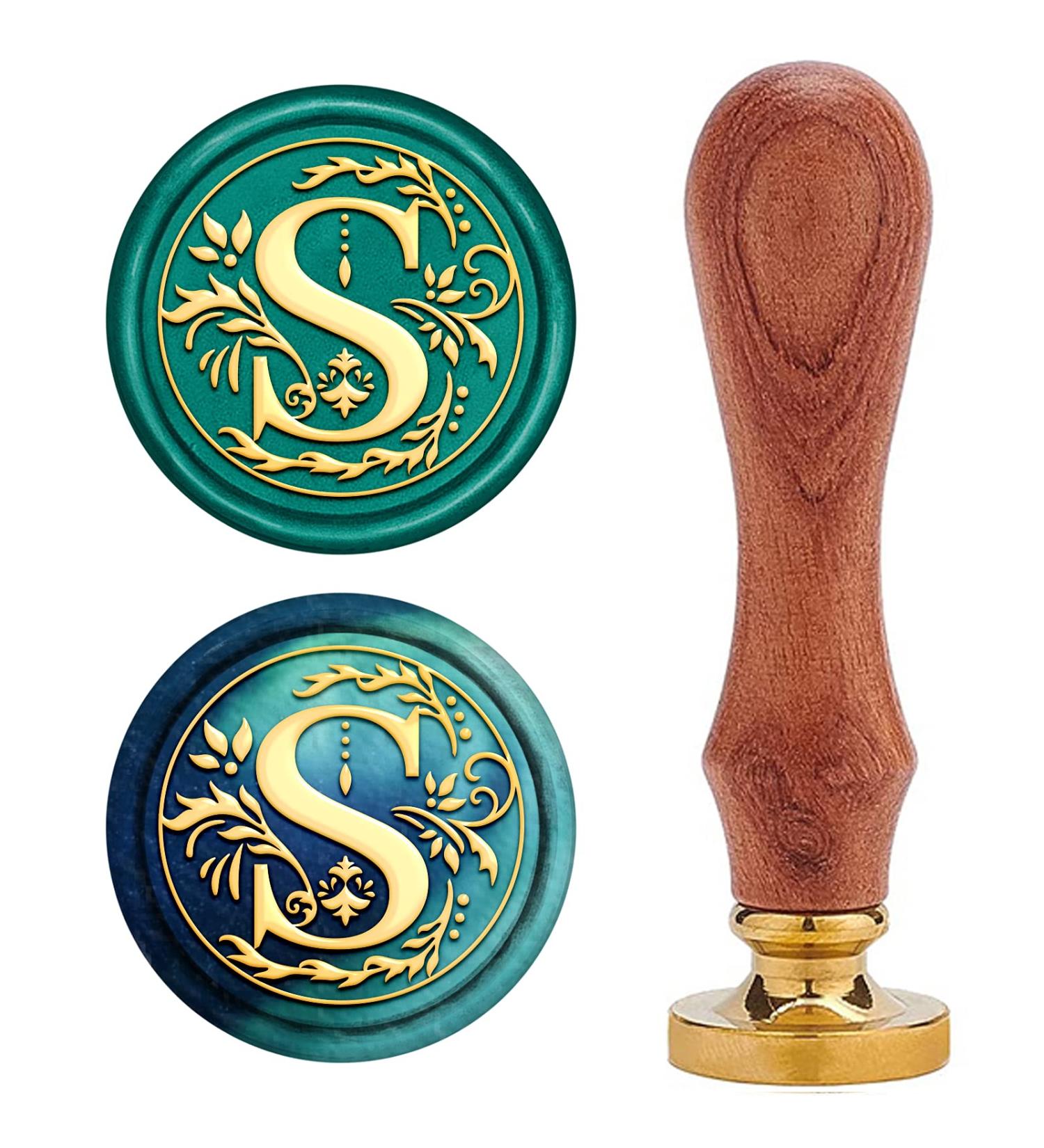 CRASPIRE S Wax Seal Stamp Initial Alphabet Letter S Sealing Wax Stamp Medieval Traditional Classic Retro 25mm Removable Brass Head with Wooden Handle for Wedding Invitations Cards Envelopes - Buy Online on SooperMarket.com