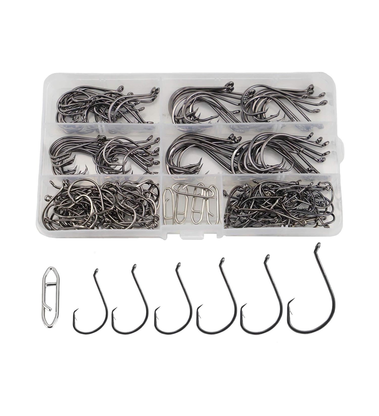 Facikono Circle Hooks 180pcs Octopus Offset Fishing Hooks - Ideal for Saltwater Catfish and Bass Fishing | Includes 5pcs Power Clips - Buy Online on SooperMarket.com