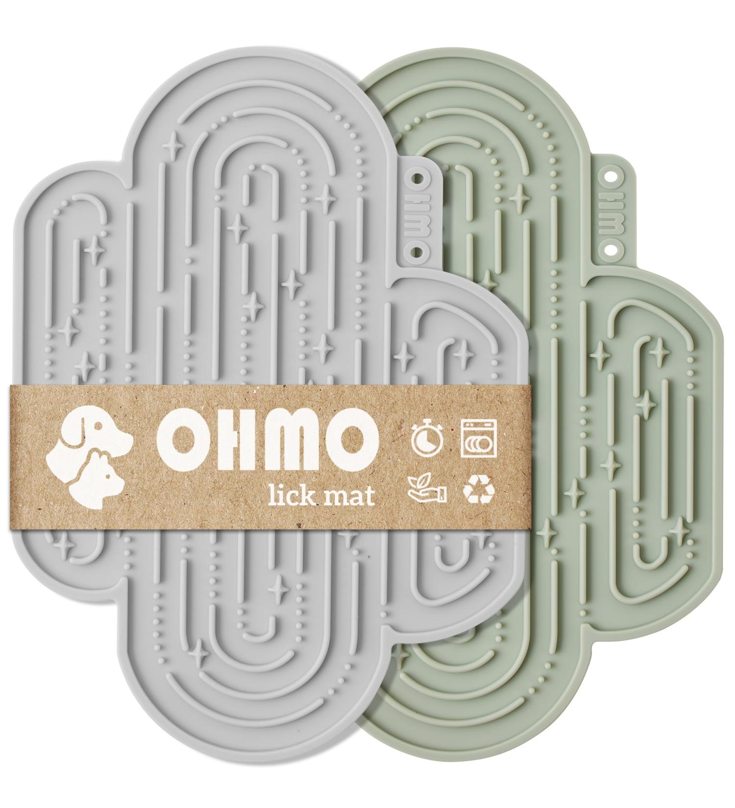 Ohmo Slip Mat for Dogs & Cats - Leak-Proof Puppy Mat 2-Piece Cactus Design Food-Grade Silicone for Pet Anxiety Relief - Light Green & Ash - Buy Online on SooperMarket.com