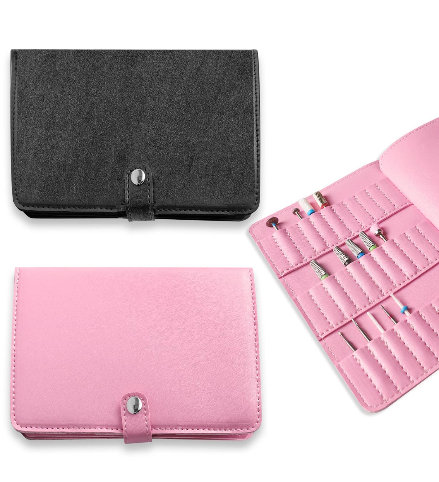 Nail Drill Bit Holder Organizer 33 Holes Nail Drill Bit Holder Wallet Storage Bag for Manicure Tools Efile Nail Grinding Bits Display Portable for Travel or Home (HJ-ZP013-Pink) - Buy Online on SooperMarket.com