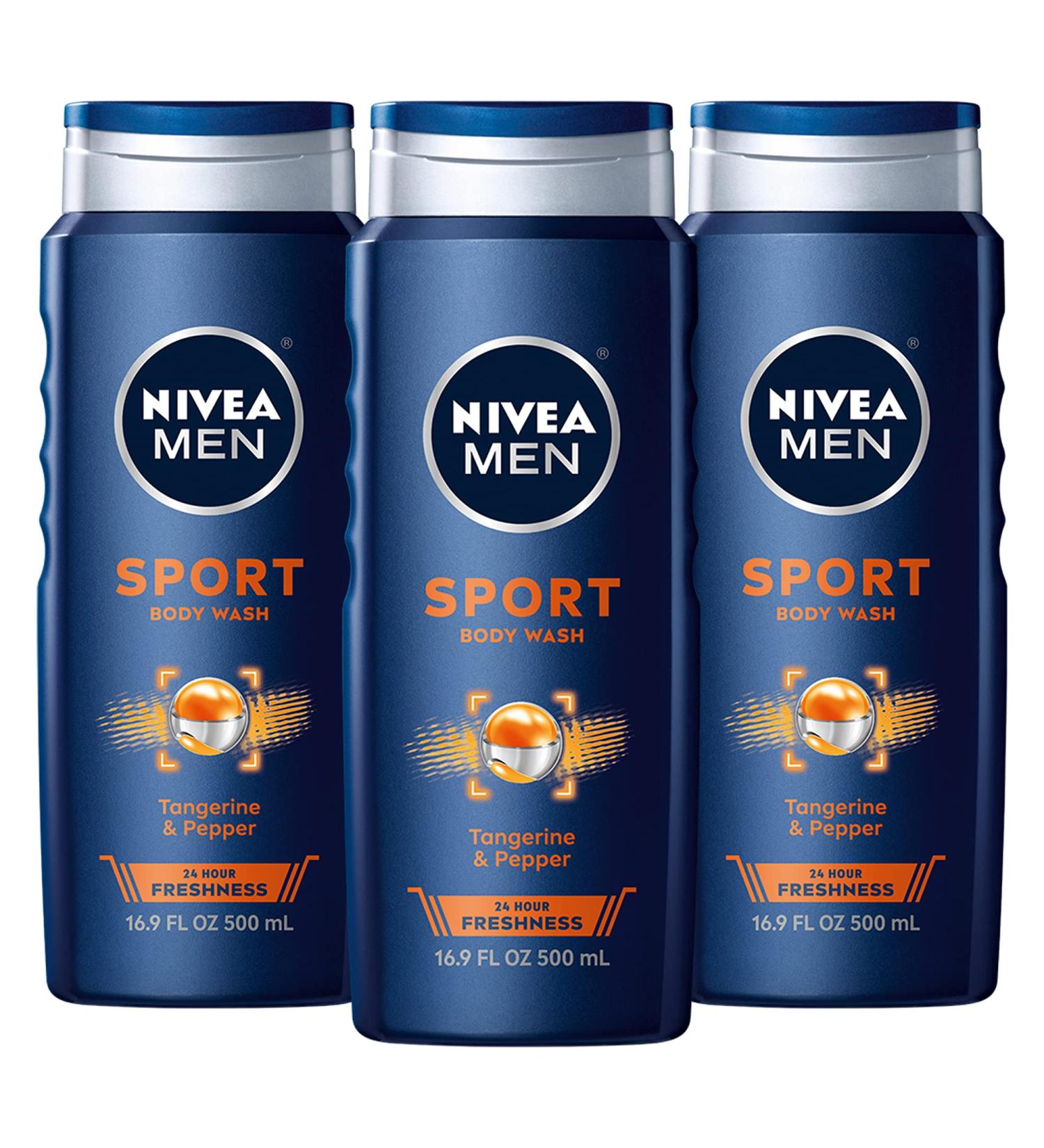 NIVEA MEN Sport Body Wash 16.9 Fl Oz - Pack of 3 | Energizing Shower Gel Bundle - Buy Online on SooperMarket.com