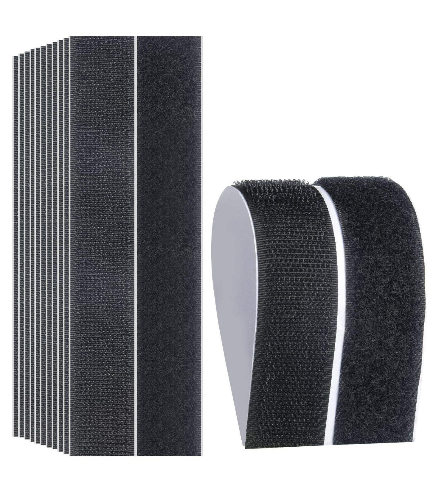 Hook Loop Strips with Adhesive - Melsan Industrial Strength Sticky Back Fasteners Hook and Loop Tape for Mounting  Hanging  or Organizing Items Indoors or Outdoors | Black  12 Pairs 1x7 Inch - Buy Online on SooperMarket.com