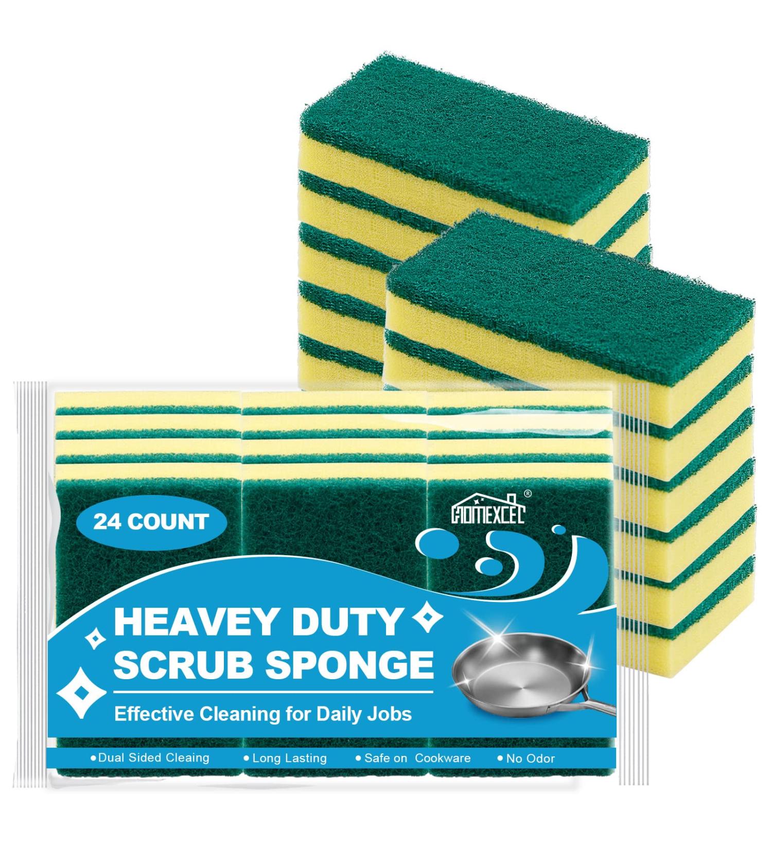 24 Count Heavy Duty Scrub Sponges for Kitchen Household Cleaning - Small Dish Sponges 3.5x2.1x0.9 - Buy Online on SooperMarket.com
