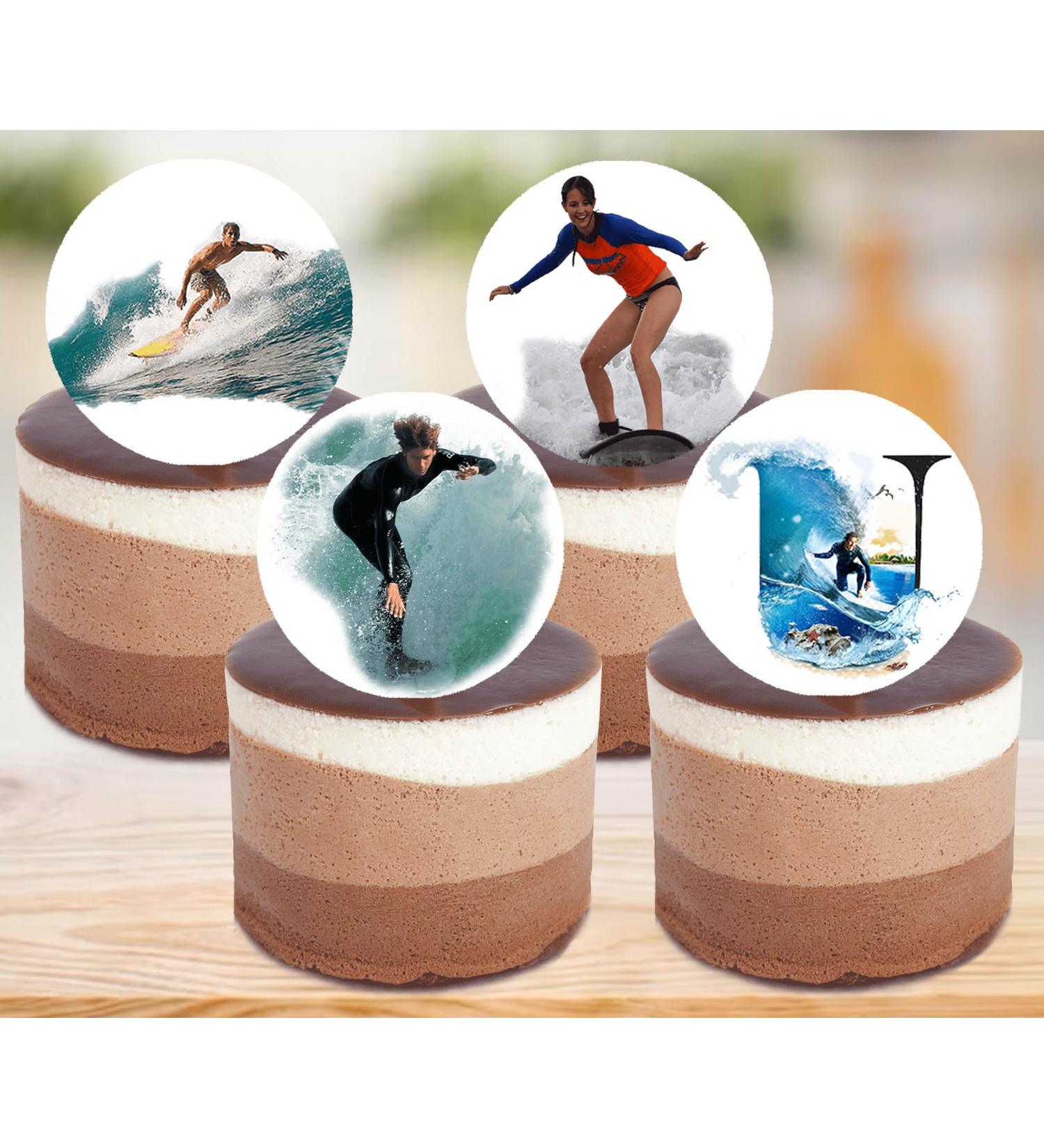 24 x Pre-Cut Surfing 4 Edible Stand up Wafer/Rice Paper Cupcake Cake Toppers Birthday Party Beach Holiday Surfboard Ocean Water Sport Decorations (Surfing 4) - Buy Online on SooperMarket.com