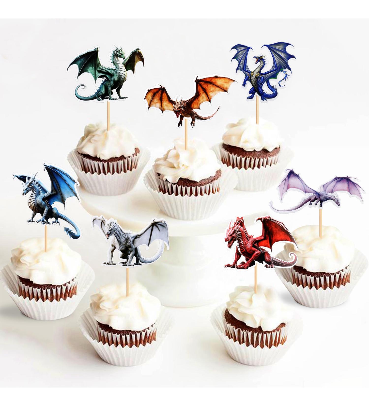 30-Piece Dragon Theme Cupcake Toppers - Mythical Cake Decorations for Weddings & Birthday Parties - Buy Online on SooperMarket.com