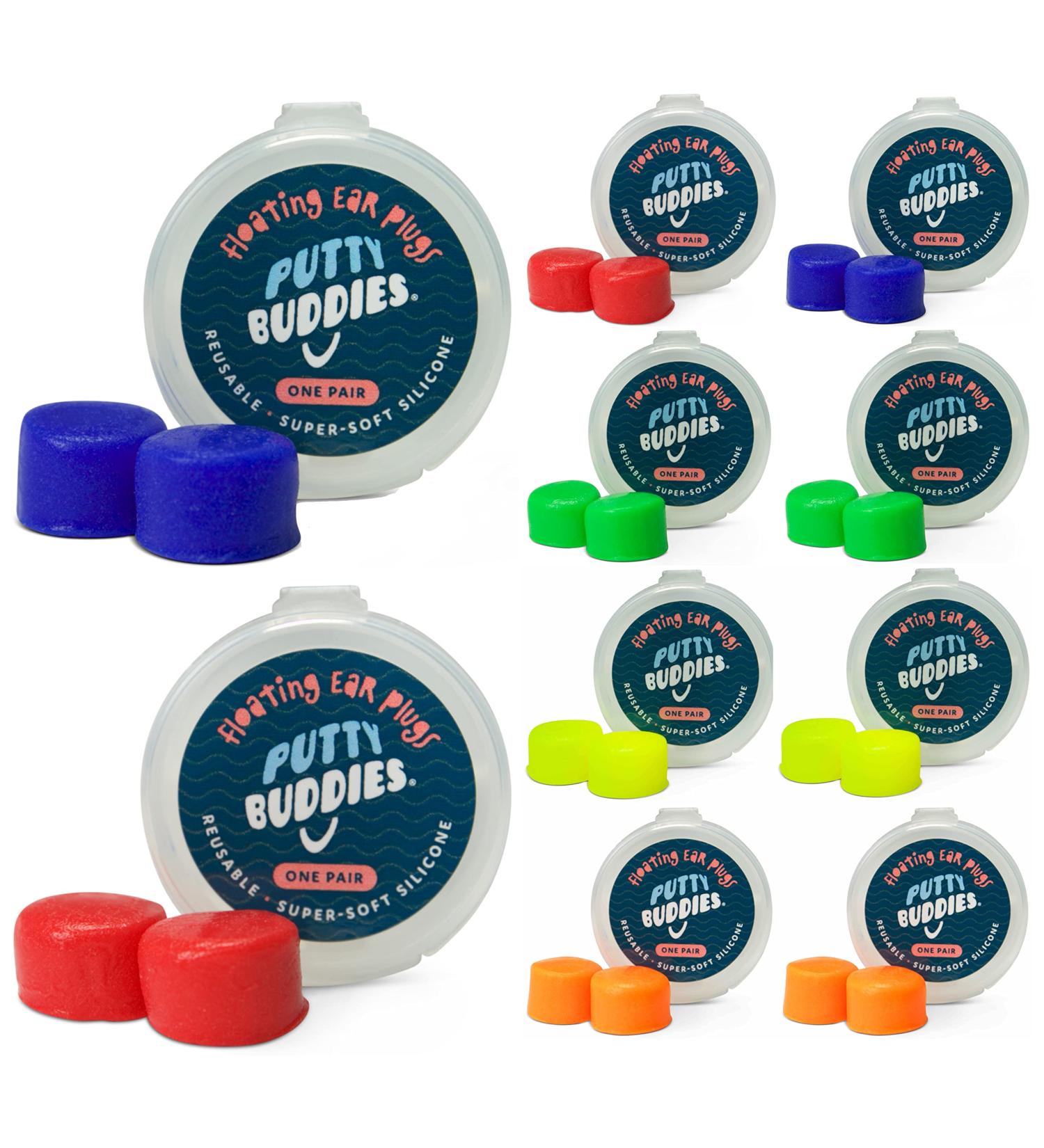 PUTTY BUDDIES Floating Earplugs 10-Pack - Soft Silicone Ear Plugs for Swimming & Bathing - Premium Swimming Earplugs by Physician - Doctor Recommended - Assorted Colors - Buy Online on SooperMarket.com