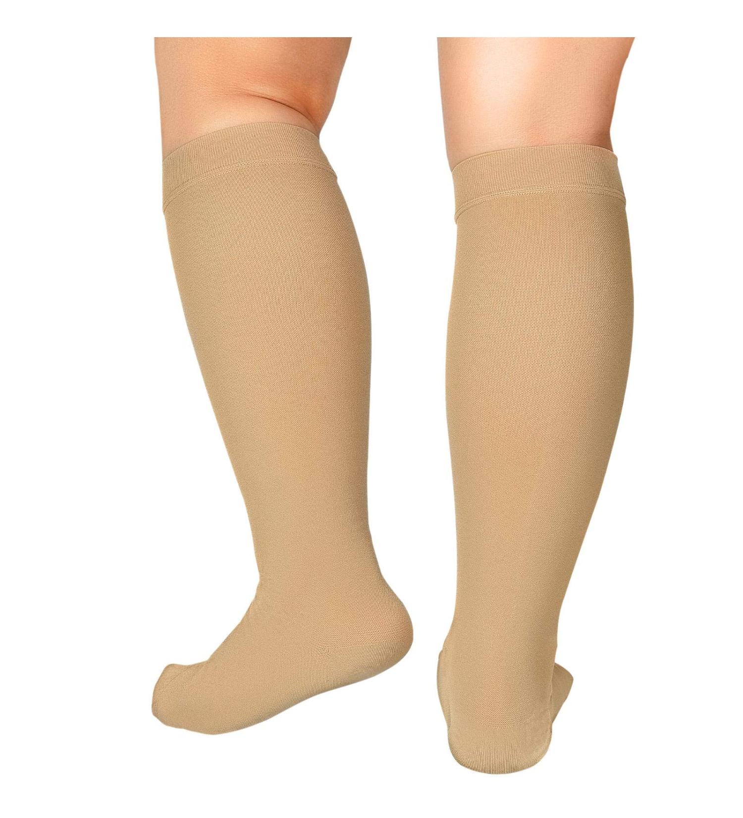 Extra Wide Calf Compression Socks 20-32mmHg Knee High Plus Size Beige 2X-Large - Pack of 1 - Buy Online on SooperMarket.com