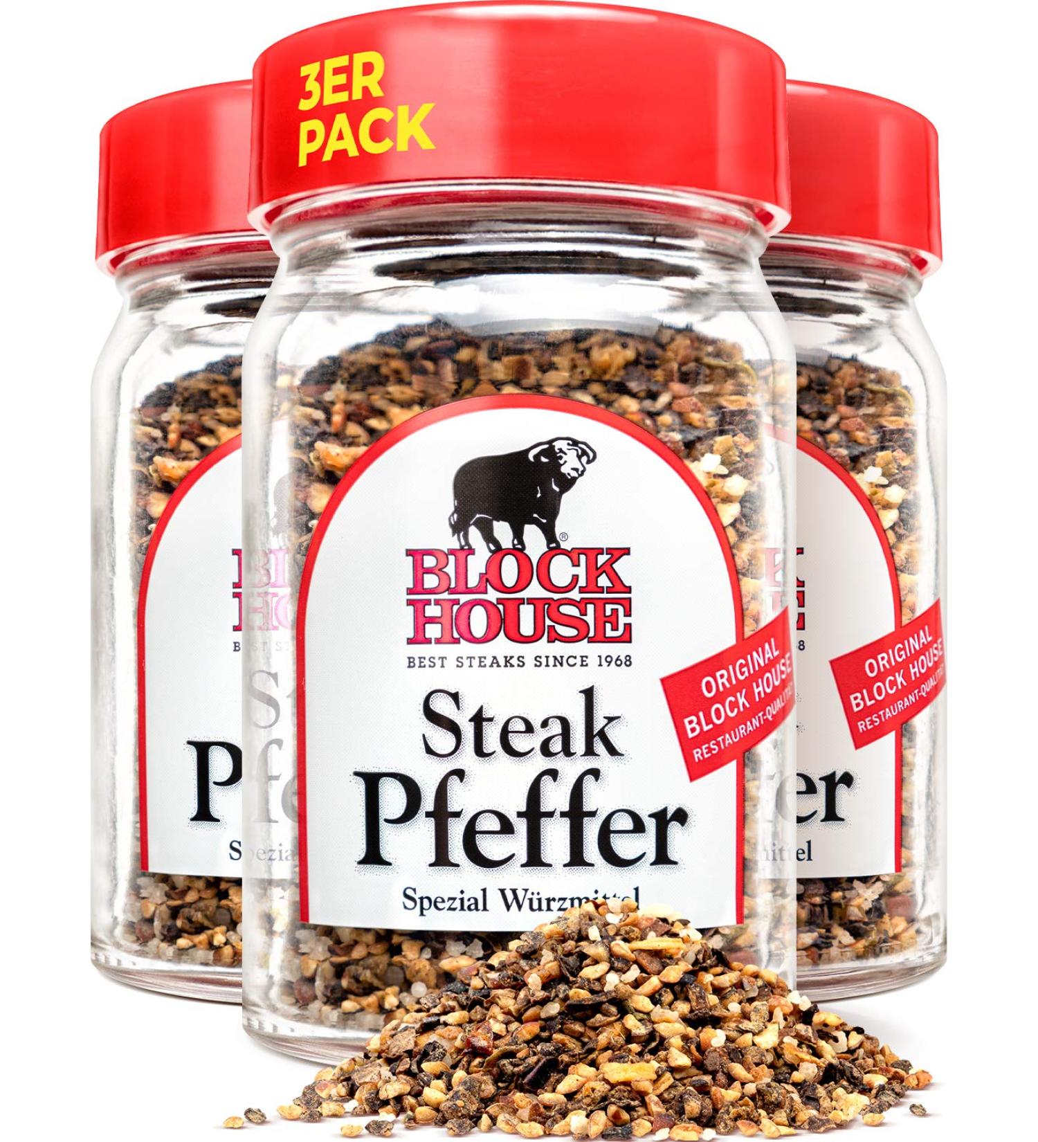 Buy Block House Steak Pepper Spice Mix 3x50g - Restaurant Quality Seasoning for Perfect Grilling - Buy Online on SooperMarket.com