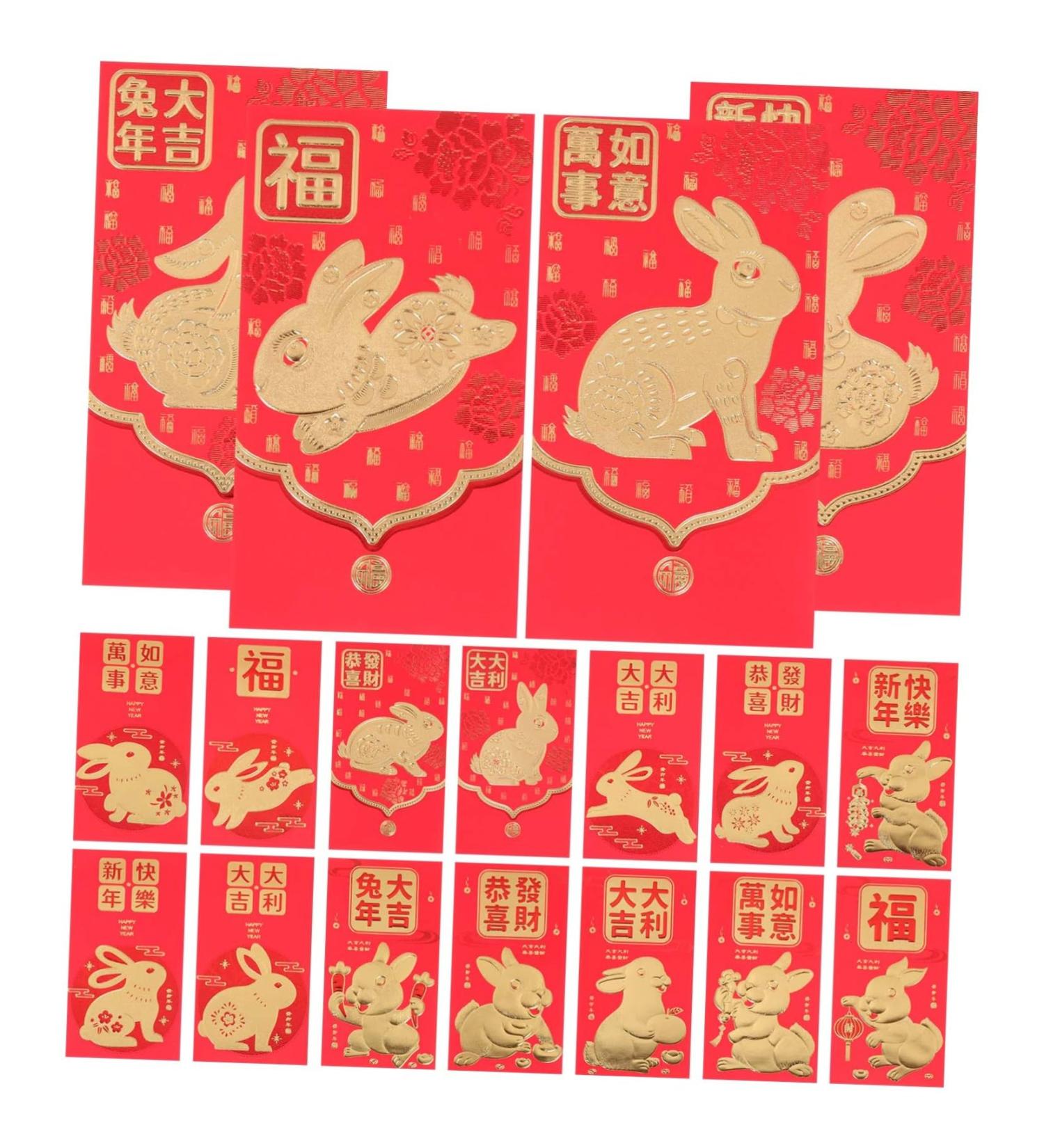 MAGICLULU 72pcs Year of The Rabbit Red Envelope Hong Bao Wedding Birthday Chinese Hongbao 2023 Rabbit Year Red Envelopes Gift Lucky Money Pockets Paper Three-Dimensional Spring Festival Bag - Buy Online on SooperMarket.com