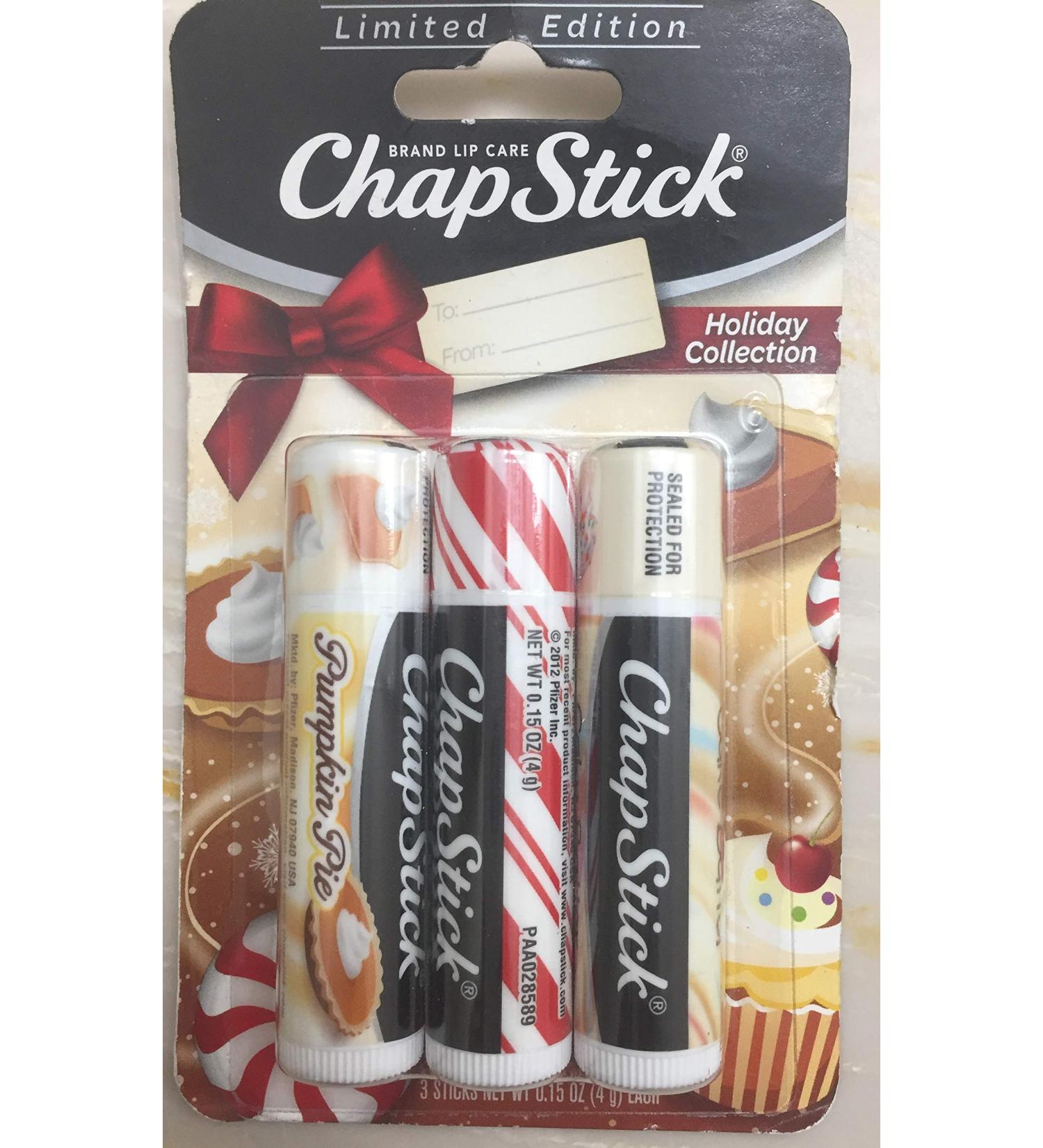 Shop Chapstick Holiday Flavor Collection - Pumpkin Pie Candy Cane & Cake Batter | International Shipping Available - Buy Online on SooperMarket.com