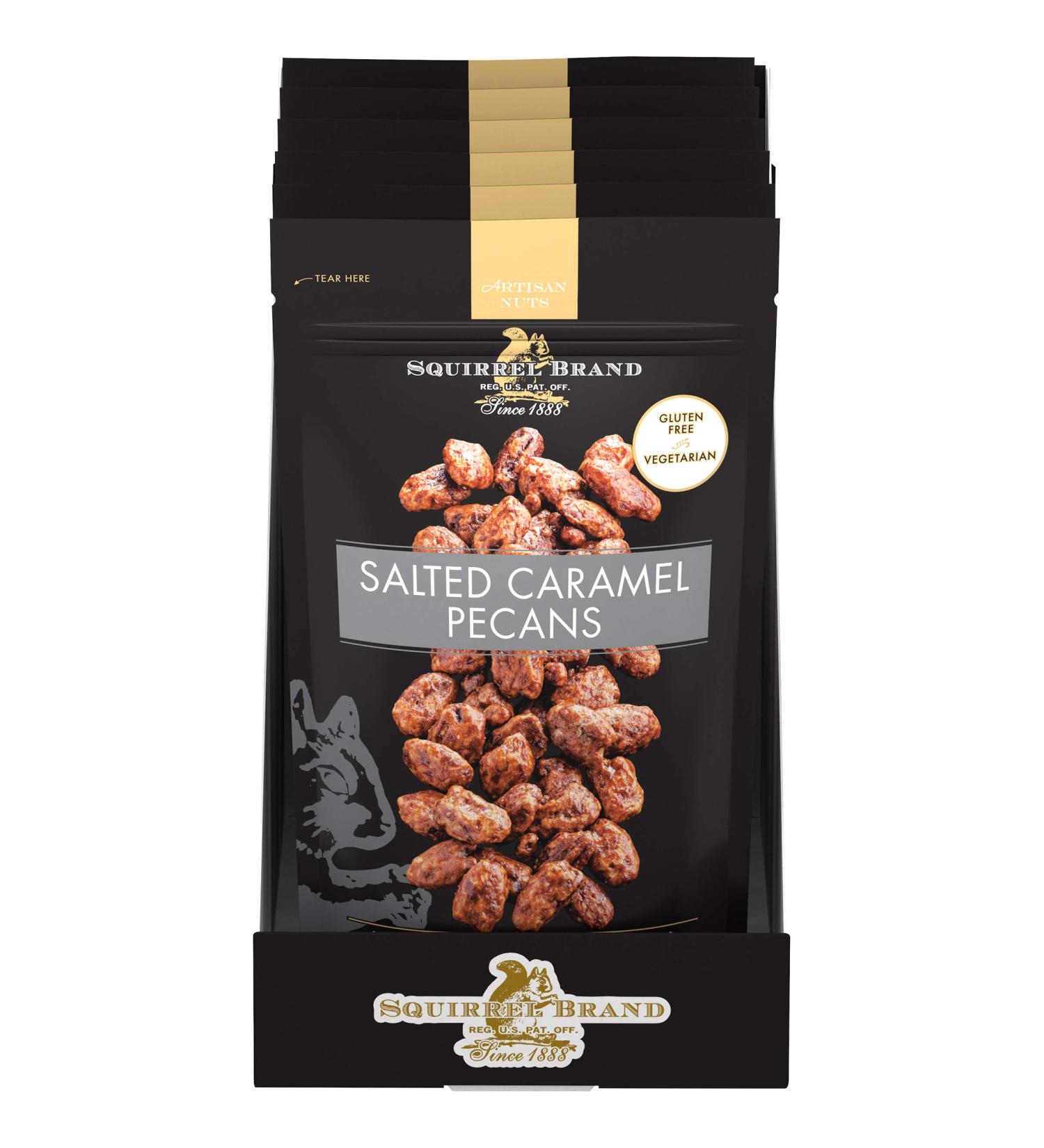 SQUIRREL BRAND Artisan Salted Caramel Pecans 3.5 oz - Pack of 6 | Gourmet Nuts - Buy Online on SooperMarket.com