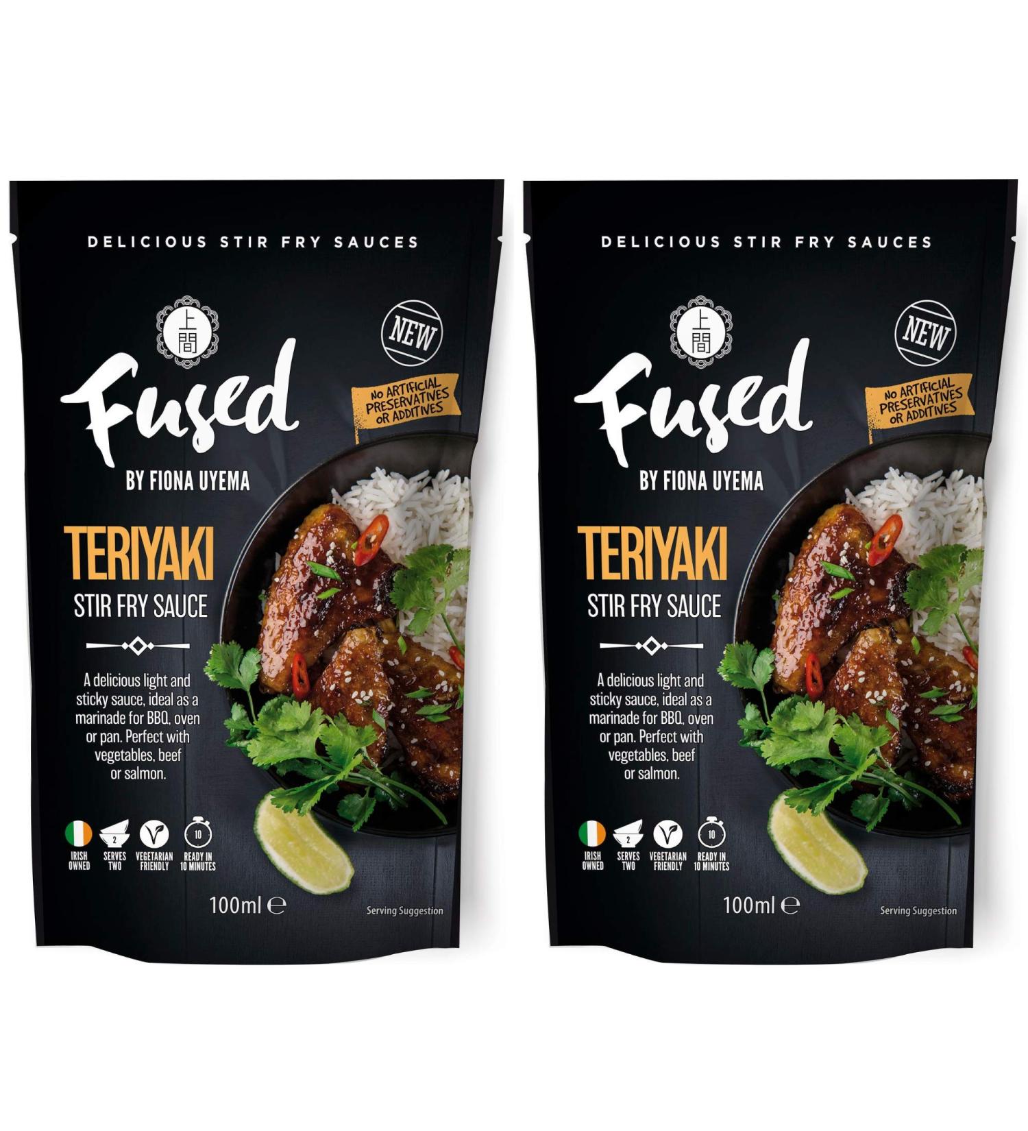 Fused Teriyaki Sauce - Ready to Use Japanese Marinade & Stir Fry Sauce for Meat & Veggies - No Artificial Preservatives or Additives - Vegetarian Friendly - 2x100ml Pouches (2 Servings per Pouch) - Buy Online on SooperMarket.com
