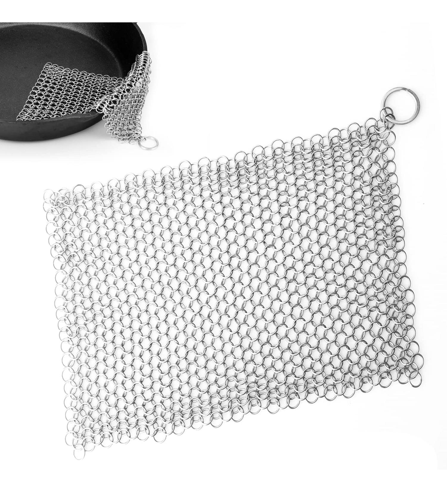 LauKingdom Stainless Steel Cast Iron Cleaner 316L - 8x6 inch Square Scrubber for Pan, Anti-Rust & Hygienic - Buy Online on SooperMarket.com