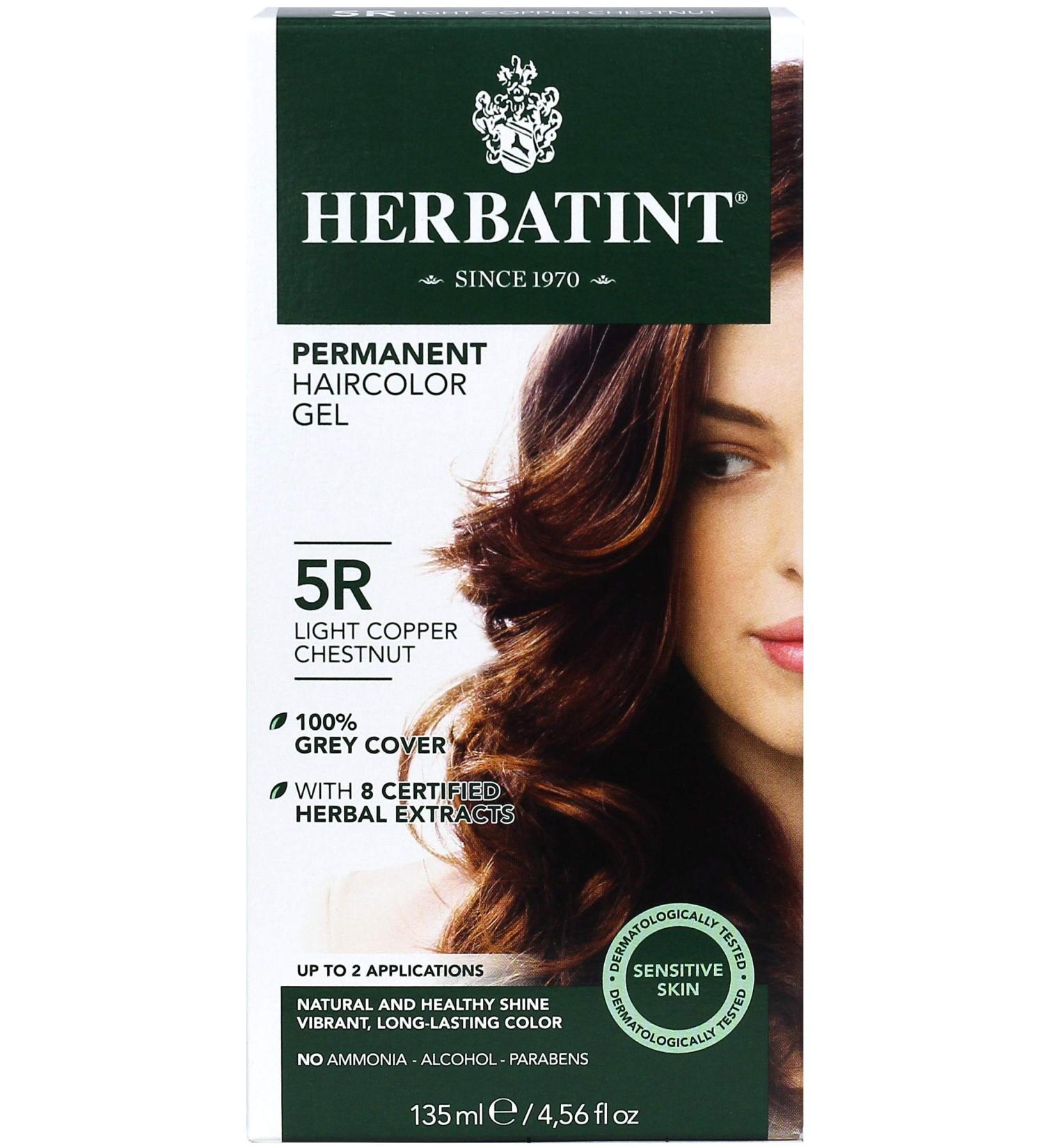 Herbatint Permanent Haircolor Gel 5R Light Copper Chestnut 4.56 oz - Vegan, Alcohol-Free, 100% Grey Coverage - Buy Online on SooperMarket.com