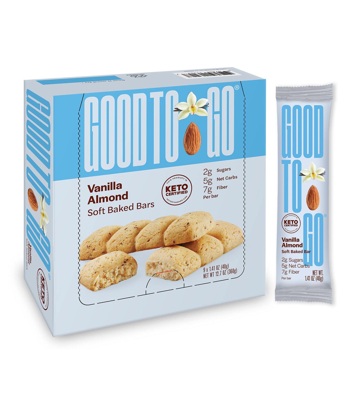 GOOD TO GO Vanilla Almond Soft Baked Bars 9 Pack - Gluten-Free, Keto Certified, Paleo Friendly - Low Carb Snacks - Buy Online on SooperMarket.com