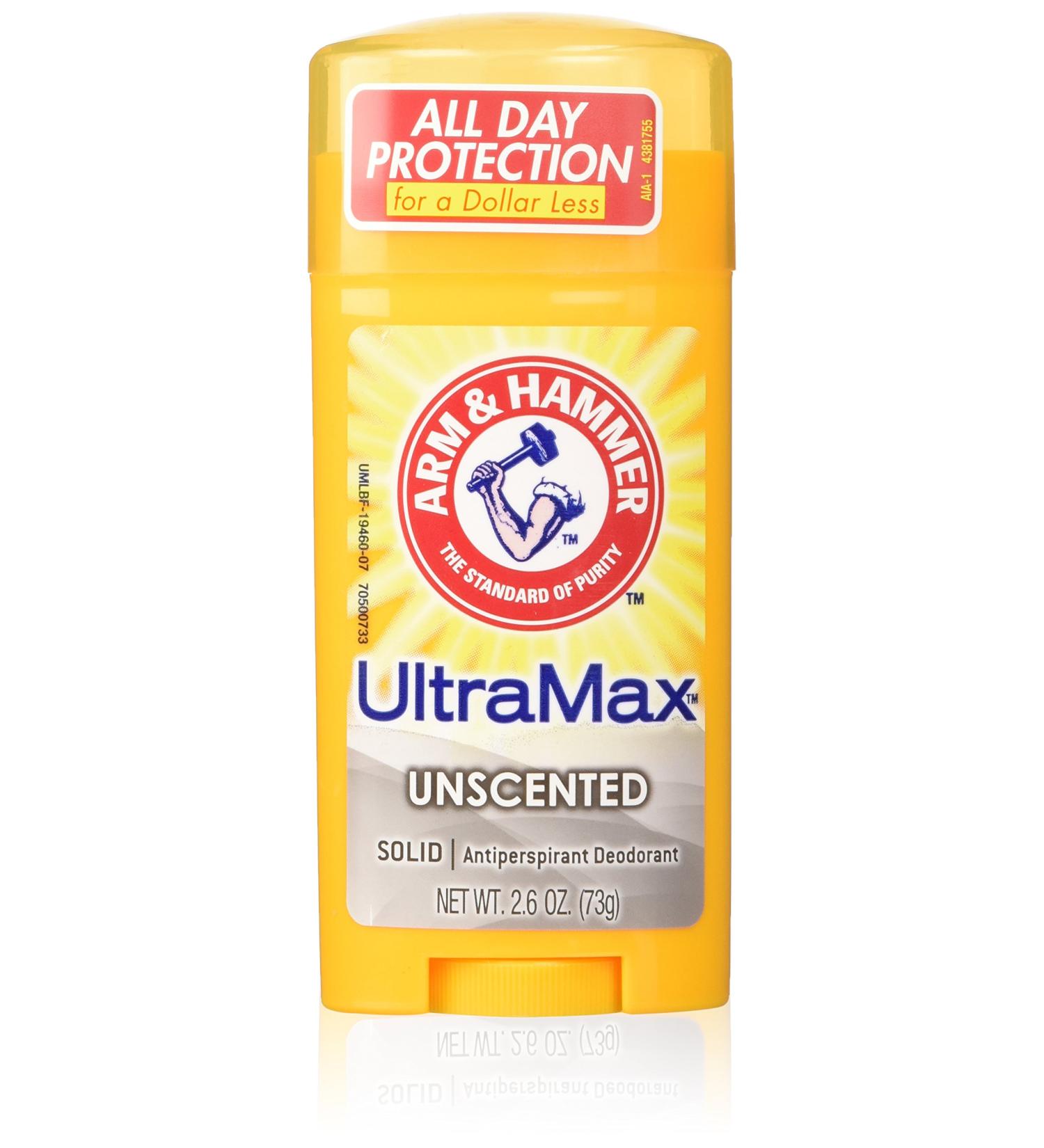 Arm & Hammer Ultra Max Advanced Anti-Perspirant & Deodorant Invisible Solid Unscented Packaging May Vary 2.6 oz (73.7 g) (Pack of 6)