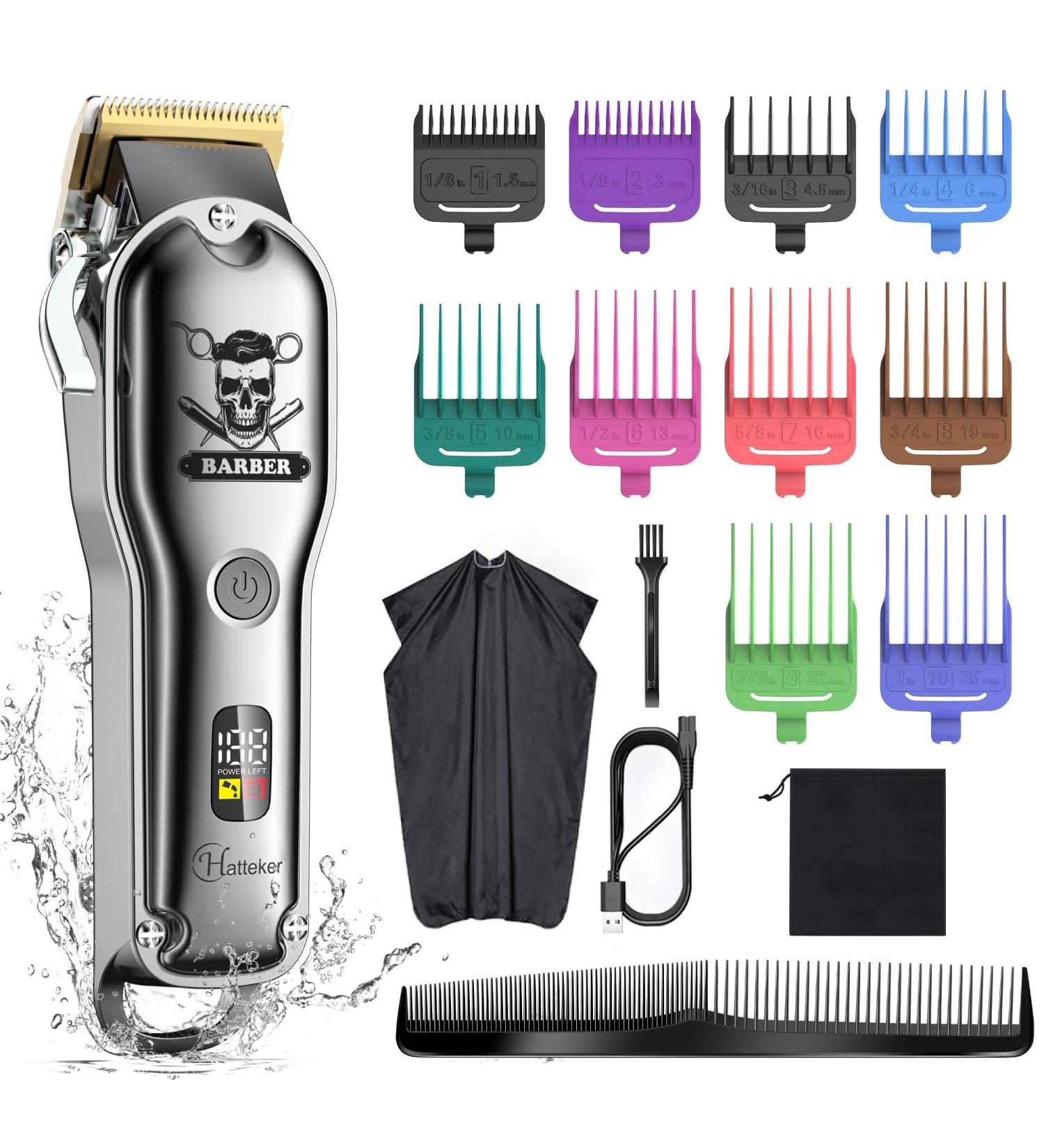 Hatteker Hair Cutting Kit Pro - Professional Barber Clippers for Men - Cordless Beard Trimmer - IPX7 Waterproof - Buy Online on SooperMarket.com