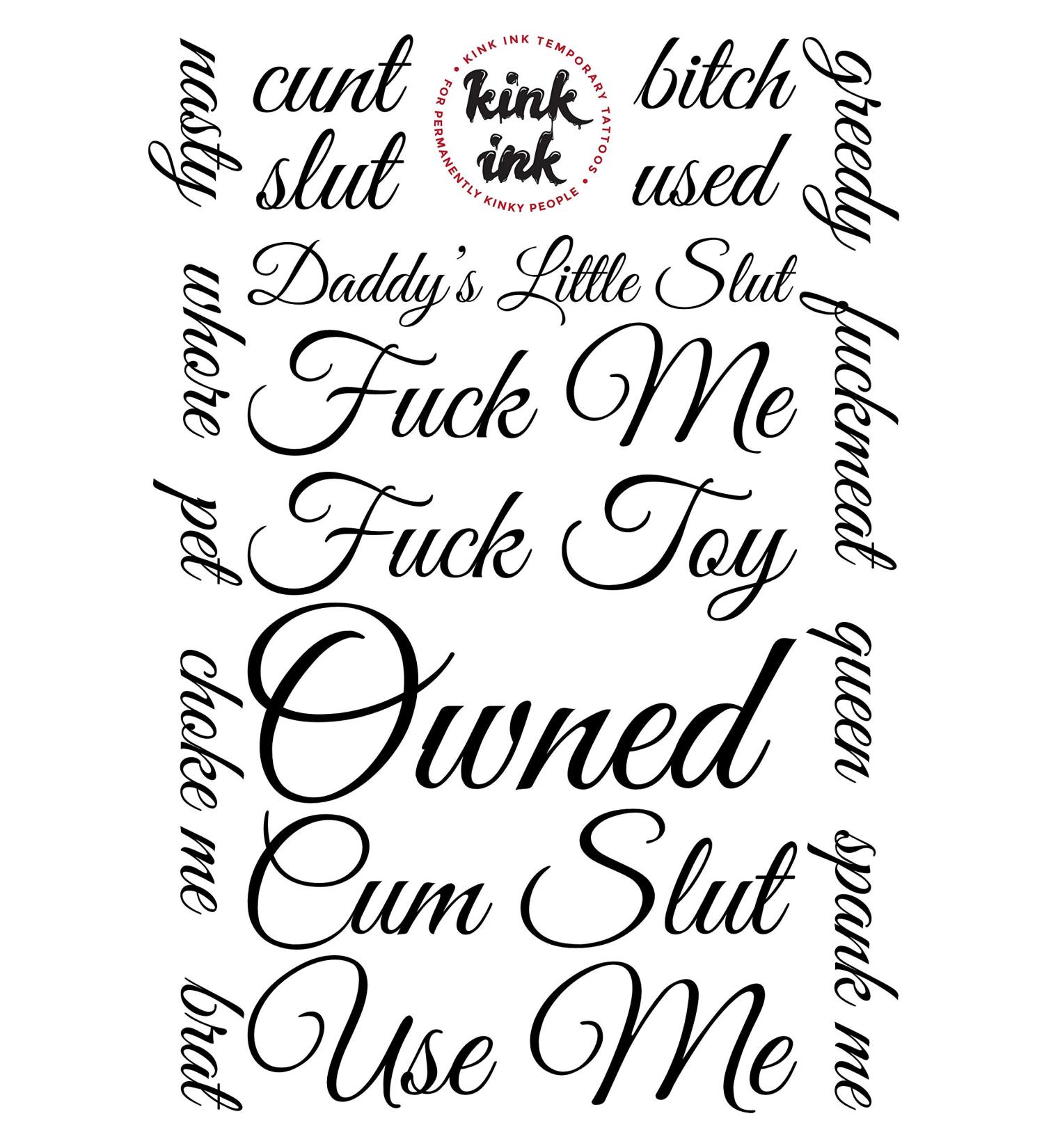 Kink Ink - 17 Cursive Black Temporary Tattoo Letters on A4 Sheet - Buy Online on SooperMarket.com