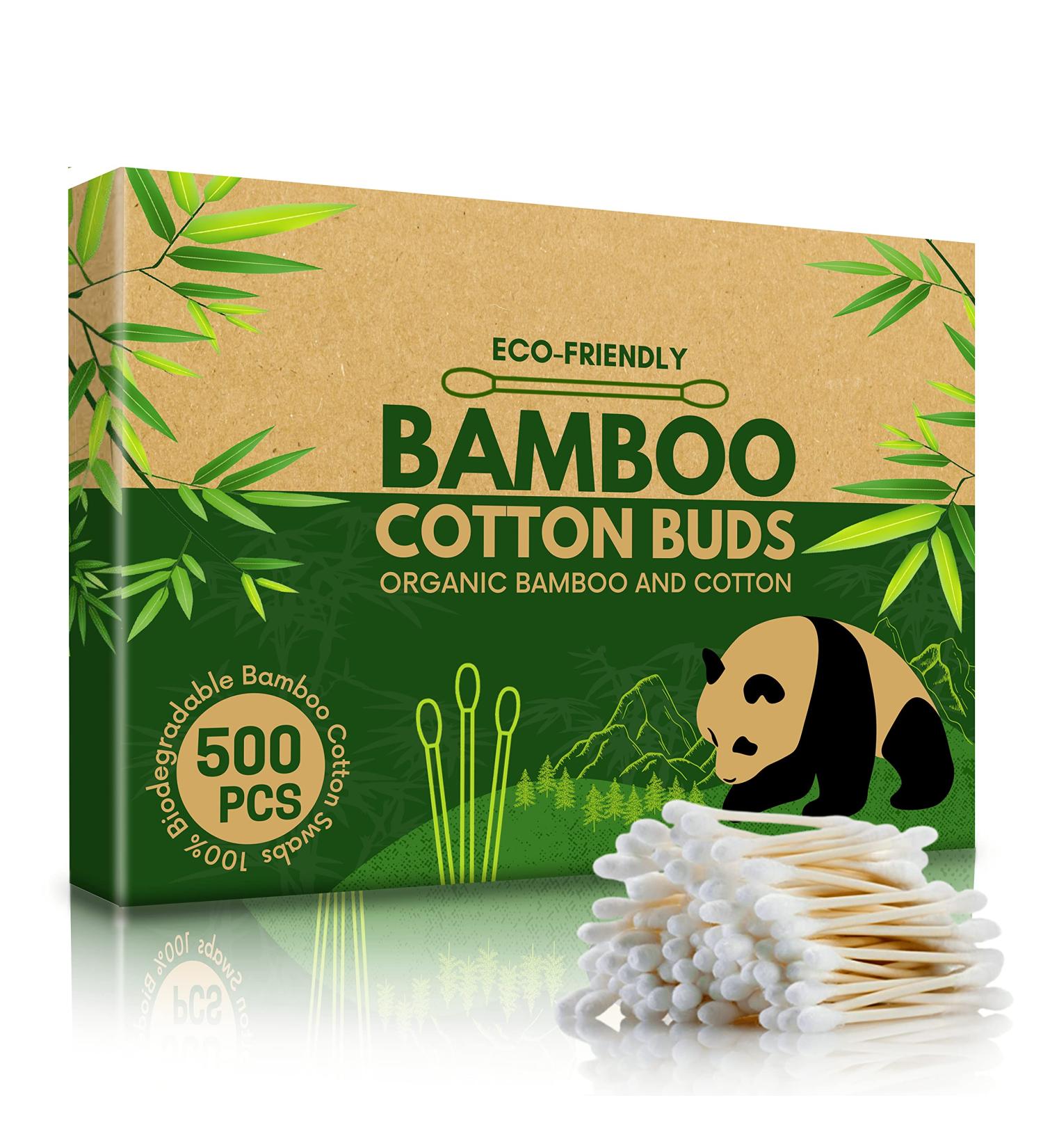 EcoWisper Bamboo Cotton Buds - 500 Eco Friendly Biodegradable Swabs for Makeup, Crafts, Cleaning & Baby Hygiene - Buy Online on SooperMarket.com