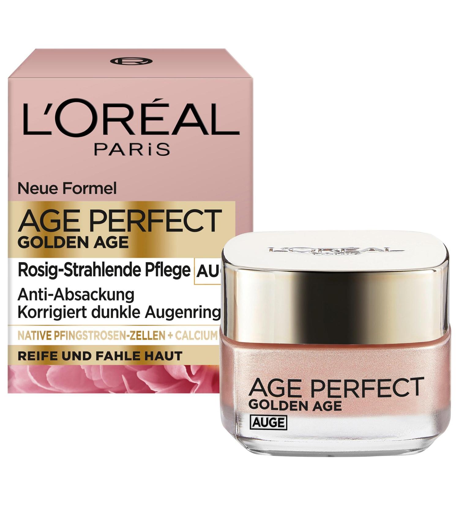 L'Or al Paris Age Perfect Golden Age Eye Care Cream - Anti-Aging & Brightening for Mature Skin with Peony Extract & Calcium B5 - 15ml - Buy Online on SooperMarket.com