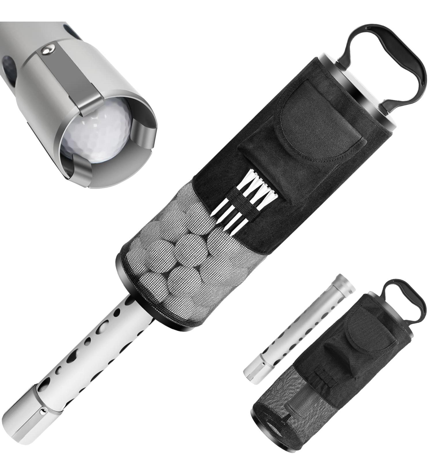 Kamitty Shag Bag for Golf Balls - Retriever with Aluminum Tube, Pocket & Tee Holder - Holds up to 80 Balls - Buy Online on SooperMarket.com